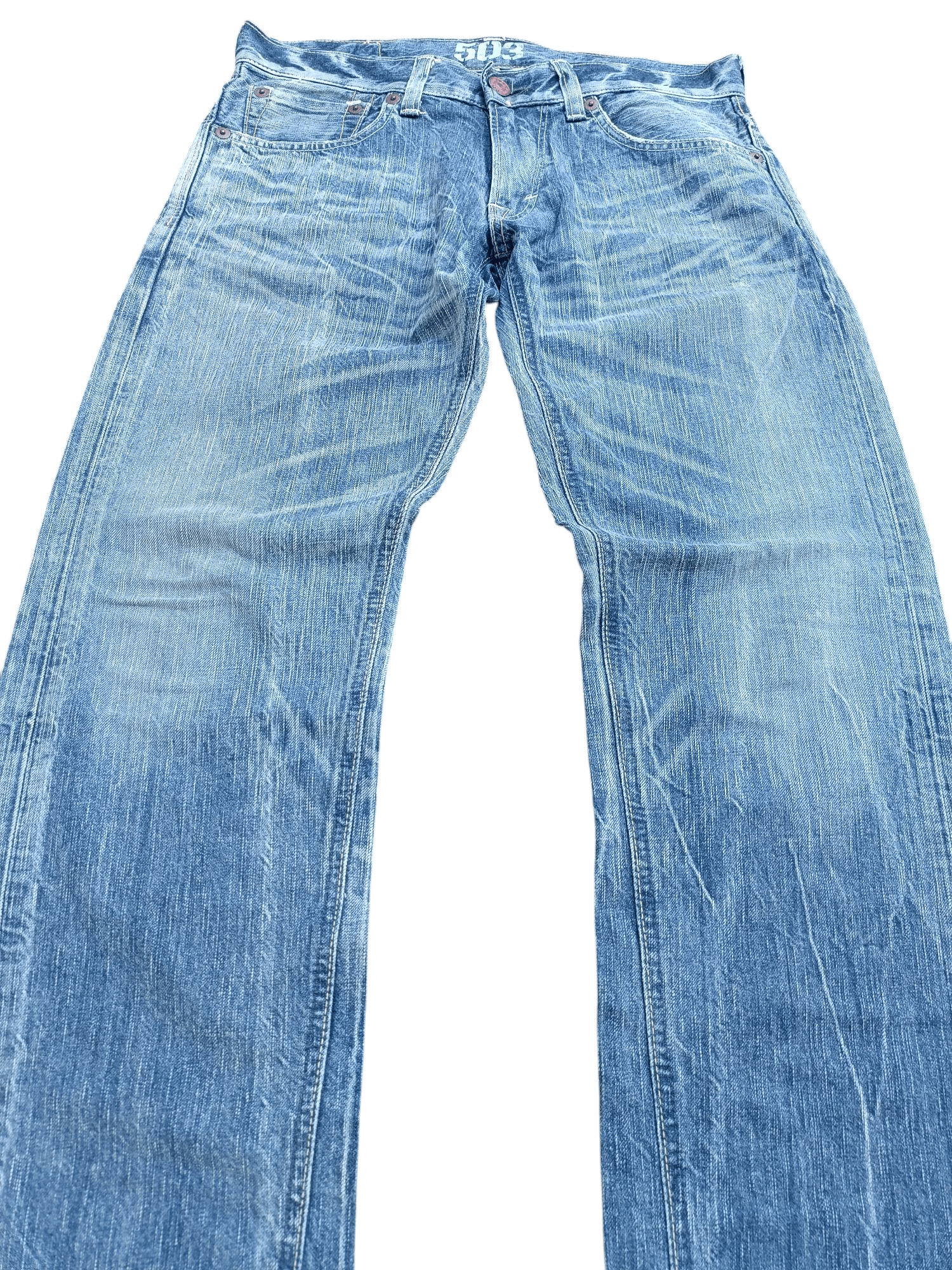 Edwin × Vintage RARE 🔥 Edwin 503 Mission Whisker Faded Denim E240 Size US 32 / EU 48 - 2 Thumbnail