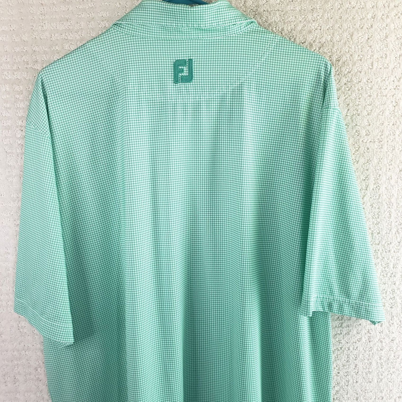 Footjoy FootJoy Polo Men XL Green Geometric Stretch Performance Golf Etowah Valley GC Shirt Modern Casual Activewear Size US XL / EU 56 / 4 - 7 Thumbnail