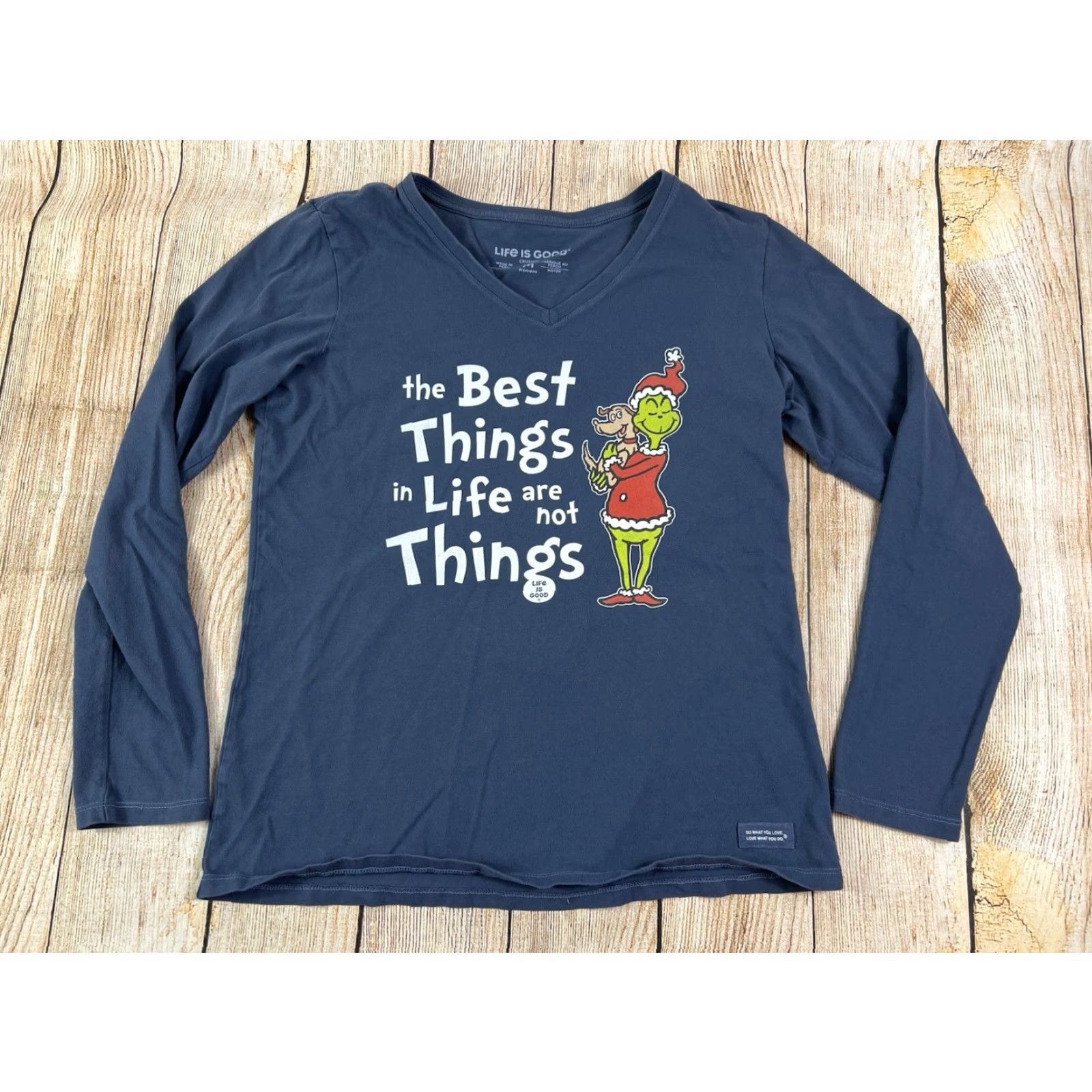 Life is Good Life is Good Women’s Crusher Longsleeve Shirt Grinch Size M Blue Womens Shirt Grinch 90s? Size M / US 6-8 / IT 42-44 - 2 Thumbnail