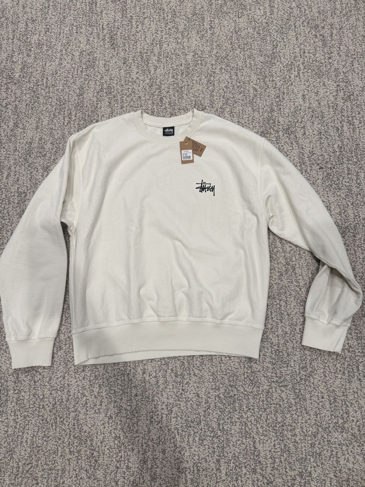 Stussy Stussy Basic Crew Sweater RARE Natural Color - Size Large Size US L / EU 52-54 / 3 - 1 Thumbnail