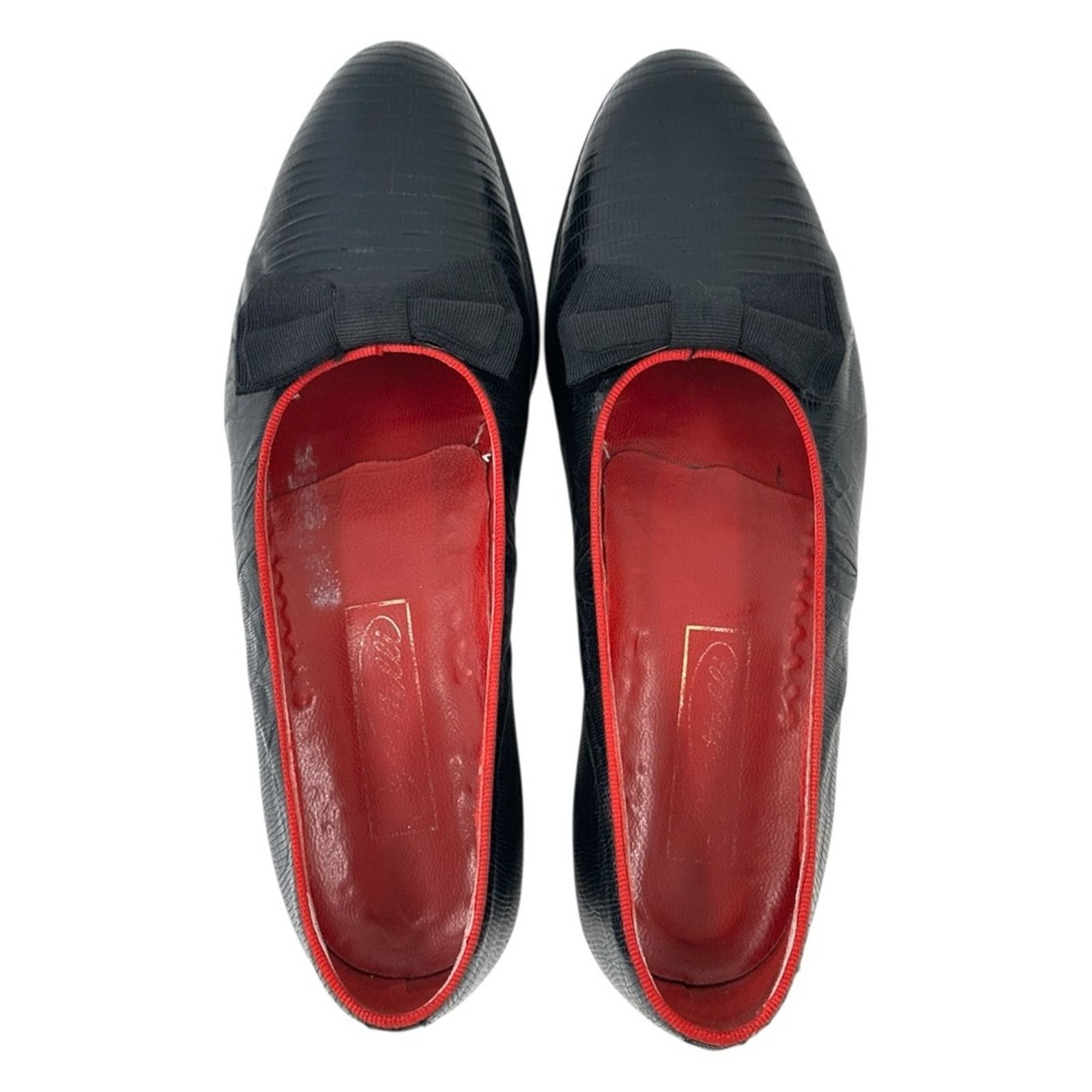 Fratelli Rossetti Black Embossed Leather Opera Bow Dress Shoes Slip On Loafers Size US 9.5 / EU 42-43 - 5 Thumbnail
