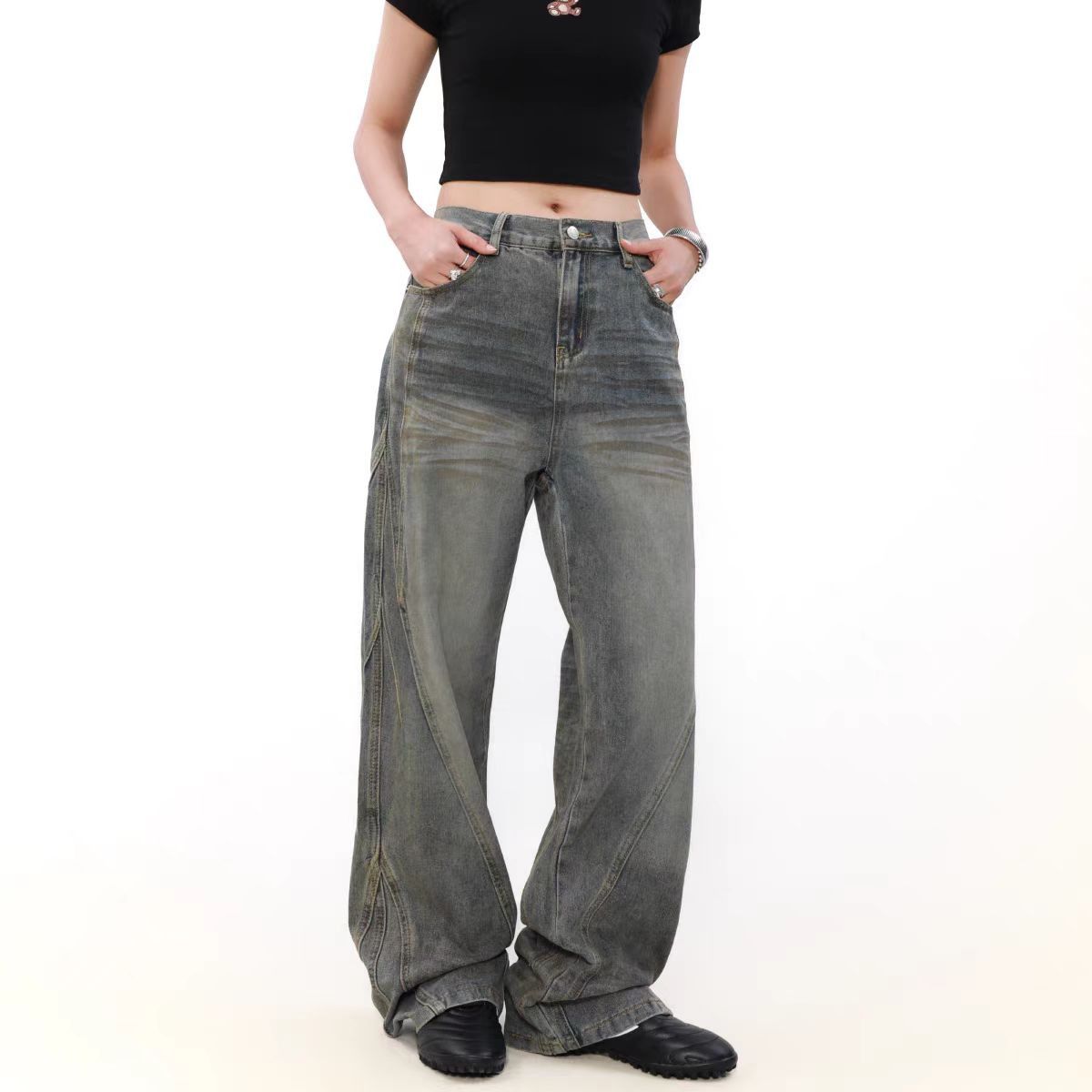 Japanese Brand × Jean Vintage high street grey baggy jeans Size US 30 / EU 46 - 3 Thumbnail