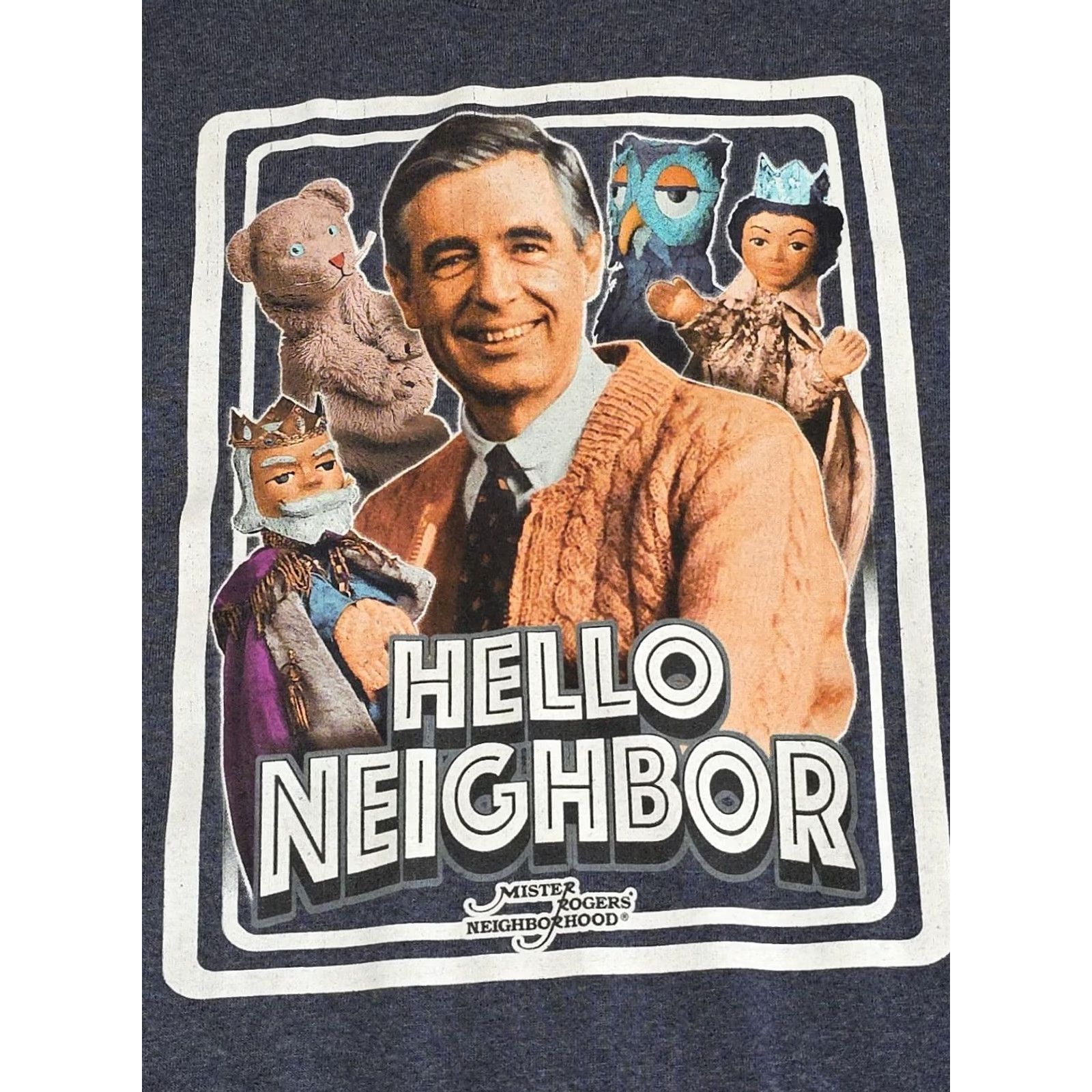 Neighborhood Mister Roger's Neighborhood Heather Blue T-shirt M Unisex Adults Graphic Print 1990s 80s 90s TV Logo Shirt, Crew Neck, Short Sleeve, Cotton Polyester Size US M / EU 48-50 / 2 - 6 Thumbnail