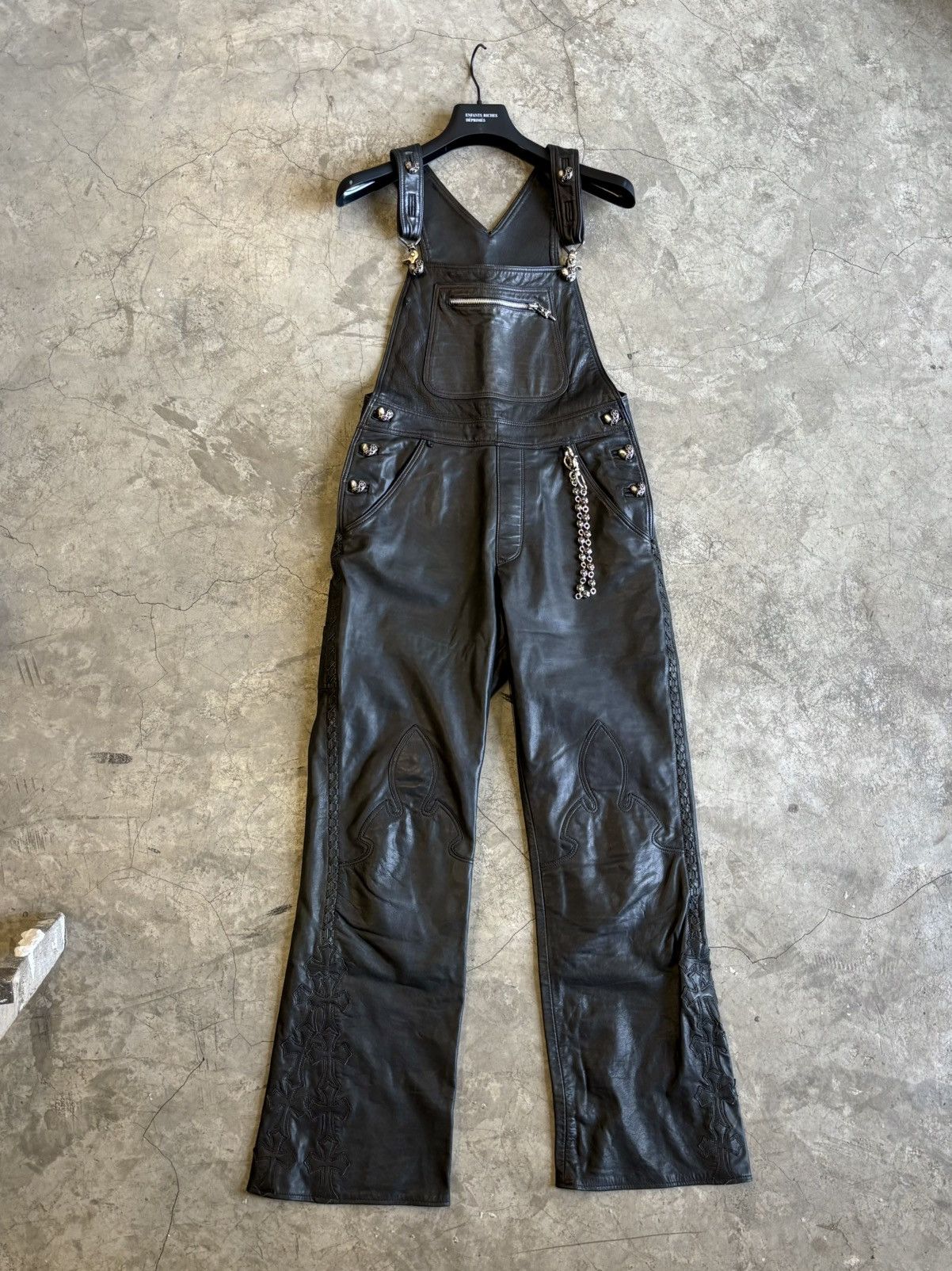 Chrome Hearts 1/1 crazy silver sterling & patches Leather overalls Size US 32 / EU 48 - 1 Thumbnail