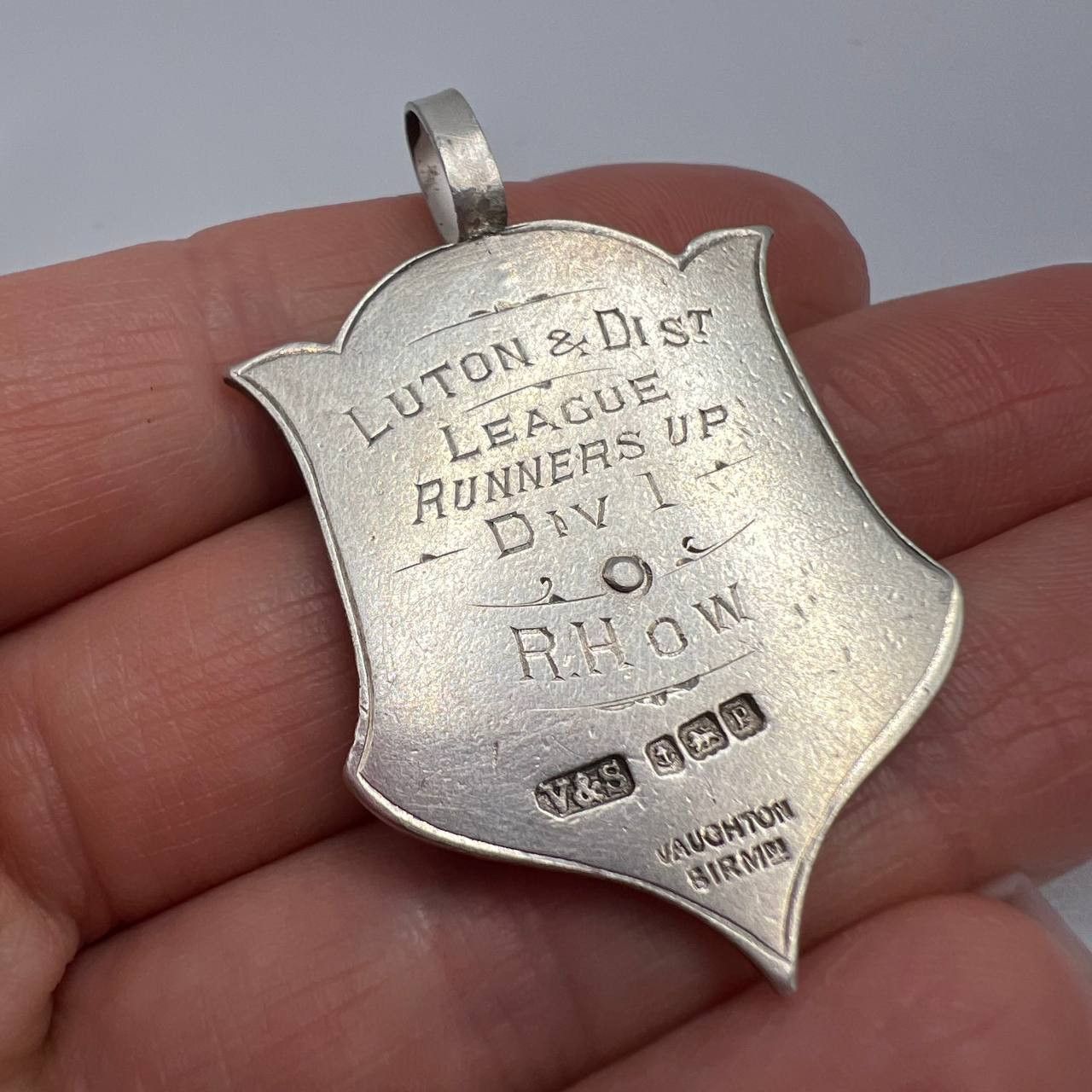 1910 Antique Silver Medal Jewelry Luton League Award England