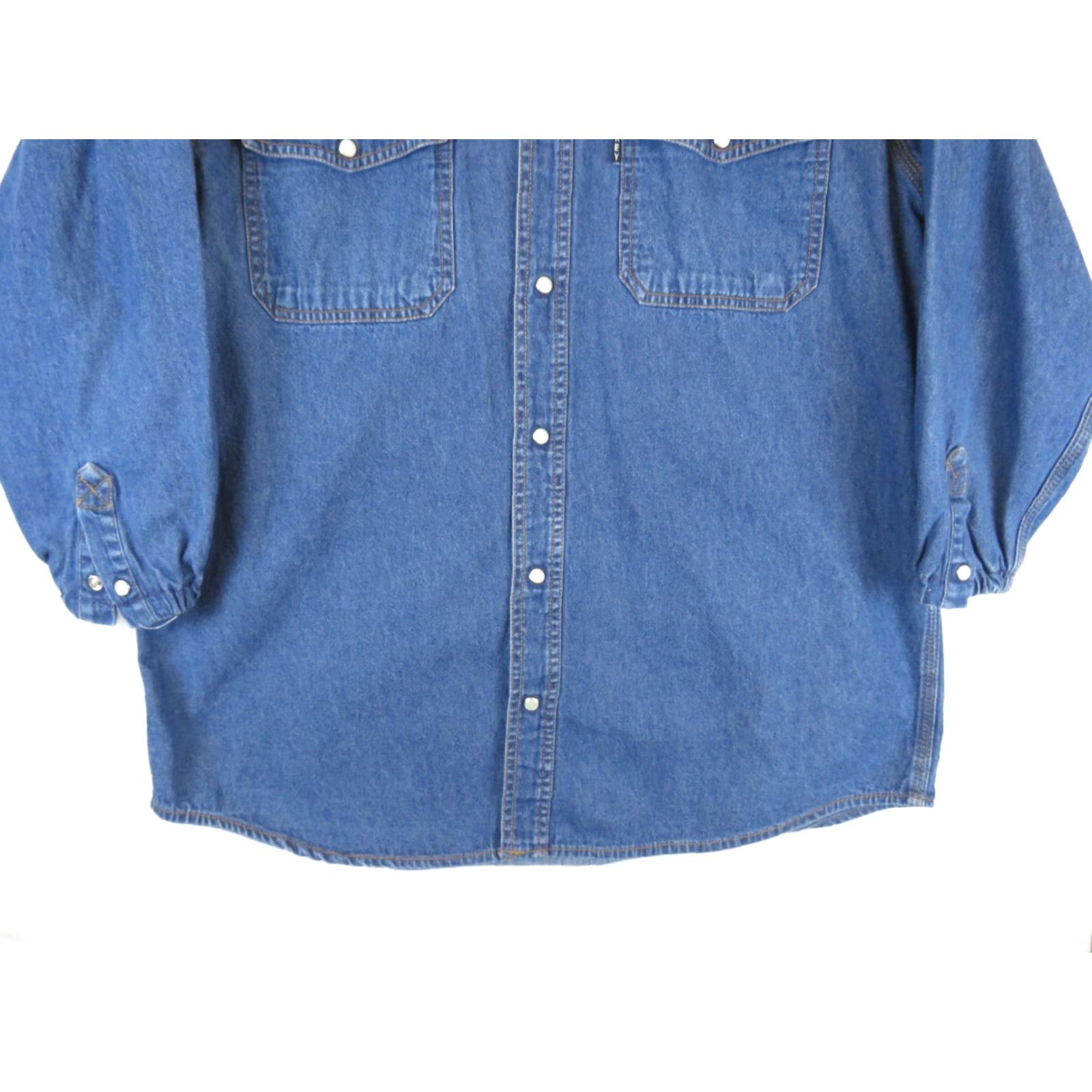 Vintage VINTAGE Key L Regular Denim western shirt Rockabilly Pearl snaps Western blue 3/4 Sleeve Mens Size US L / EU 52-54 / 3 - 2 Thumbnail