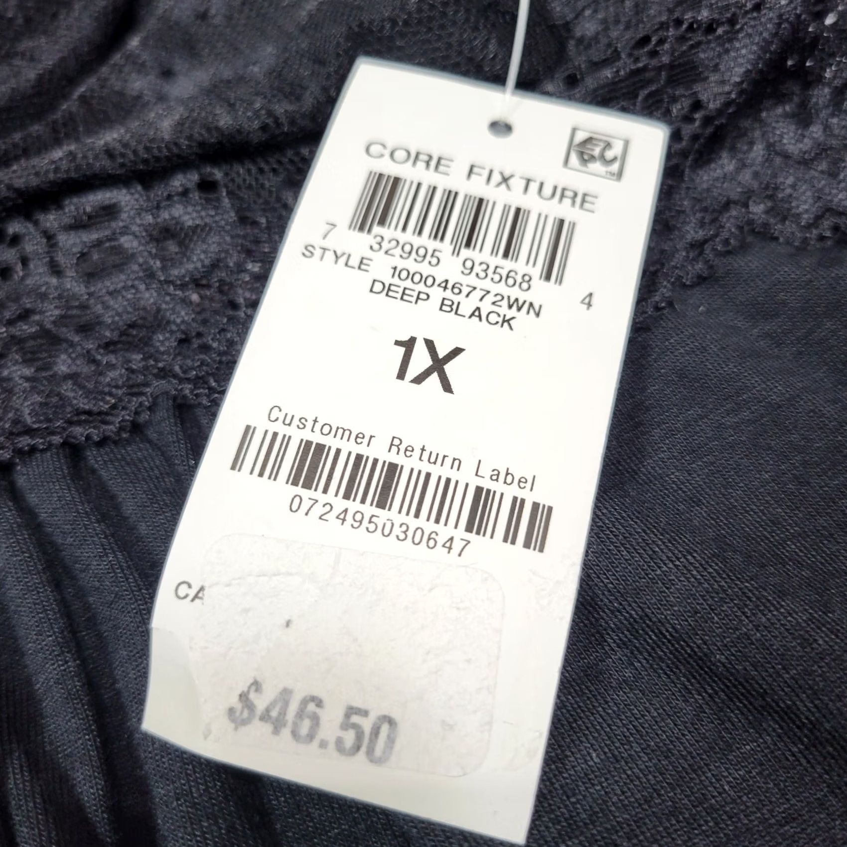 Vintage INC International Concepts Plus Black Lace Sexy Nightgown Stretchy Rayon 1X Size ONE SIZE - 5 Thumbnail