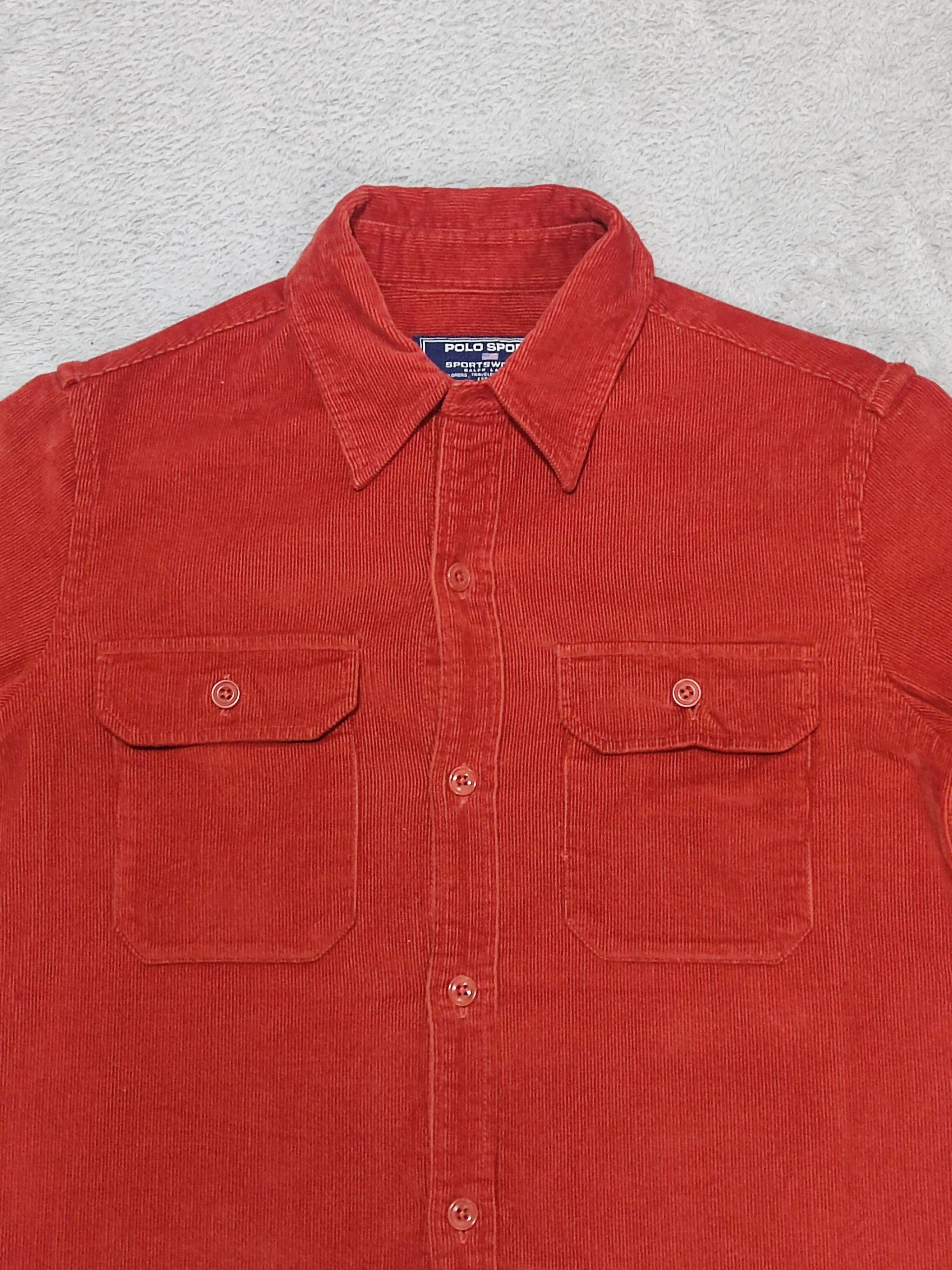 Polo Ralph Lauren VTG Polo Sport Ralph Lauren Sportswoman Red Corduroy Shirt Size S / US 4 / IT 40 - 3 Thumbnail
