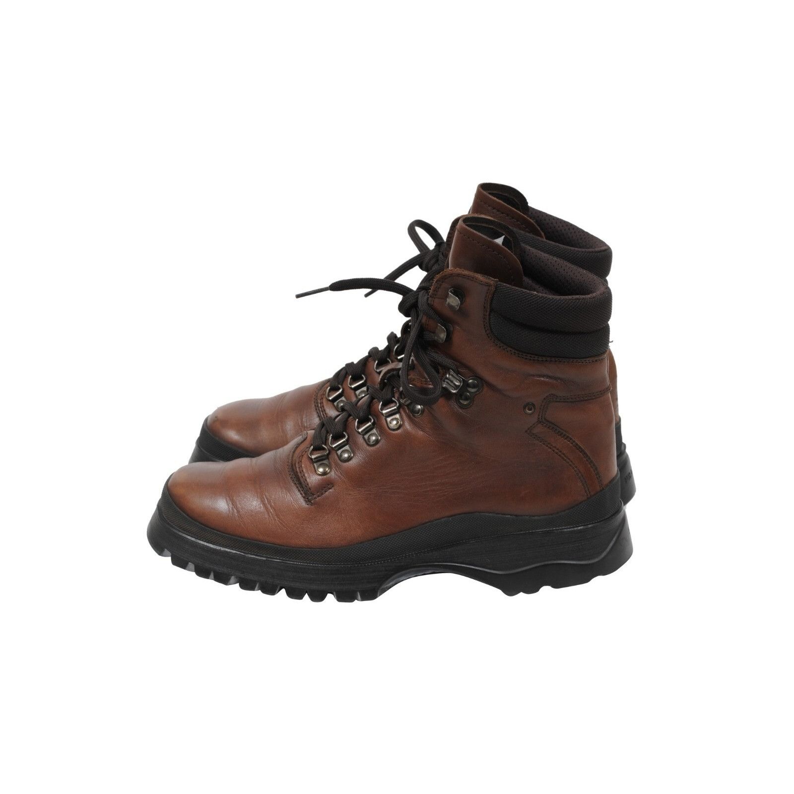 Prada Combat Hiking Boots Brown Leather Lug Sole - 01590 Size US 8.5 / EU 41-42 - 5 Thumbnail
