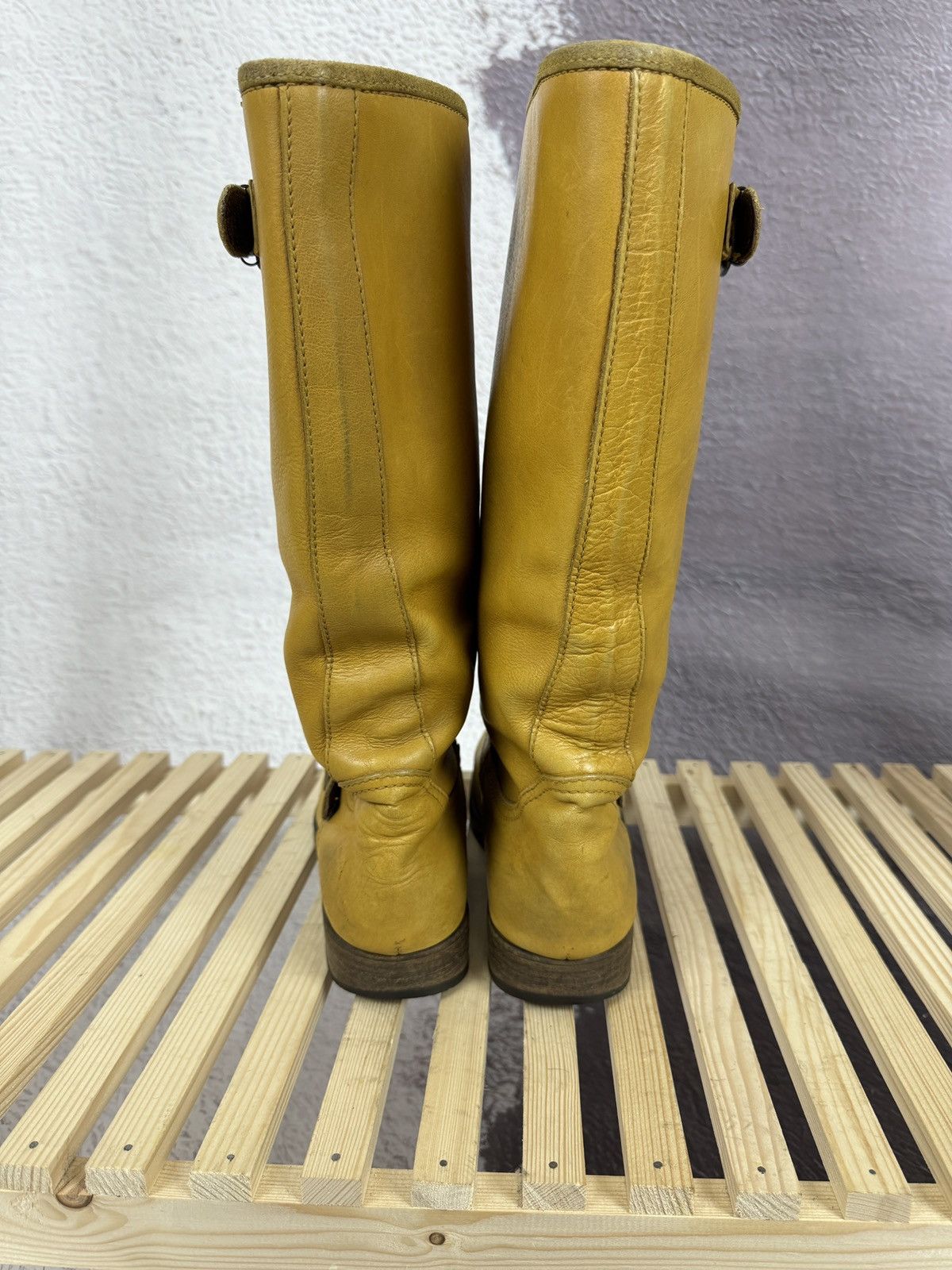Cowboy Equipment MOMA vintage beige brown leather cowboy high shoes Size US 7.5 / EU 40-41 - 13 Thumbnail