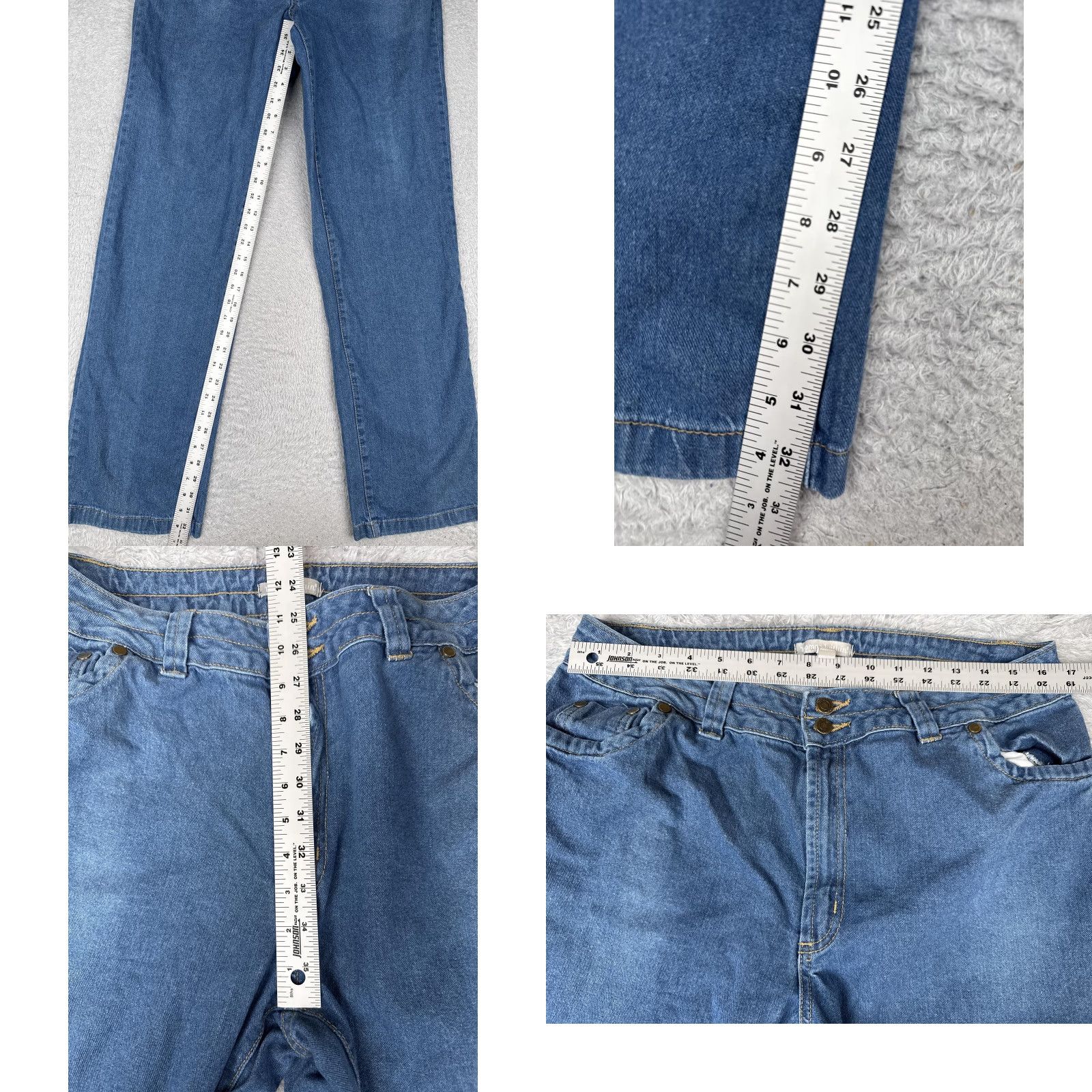 Vintage Woman Within Jeans 14W Tall Womens Blue Straight Leg Denim Double Button Zip Fly Size 36" / US 14 / IT 50 - 8 Thumbnail