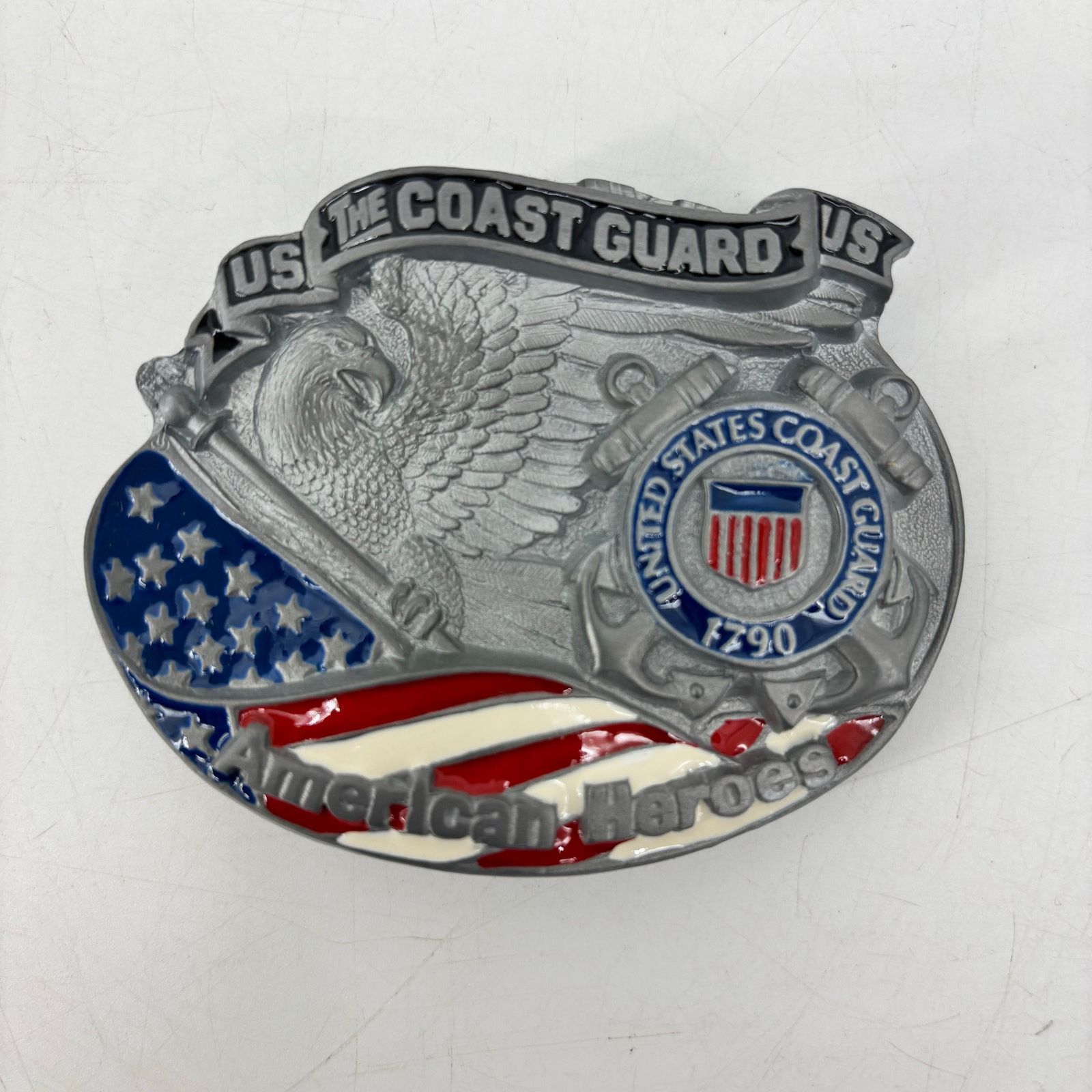 Vintage Belt Buckle Great American Buckle Co American Flag Eagle Red Size ONE SIZE - 1 Thumbnail
