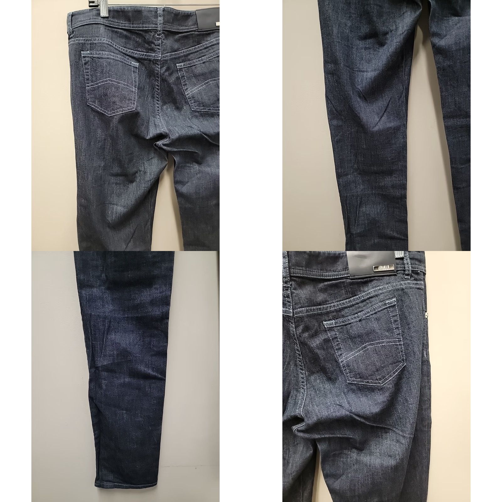 Armani Armani Collezioni Jeans Mens 31 Dark Blue Stretch Denim 5-Pocket Zip Inseam 36 Classic Regular Mens Size US 31 - 8 Thumbnail