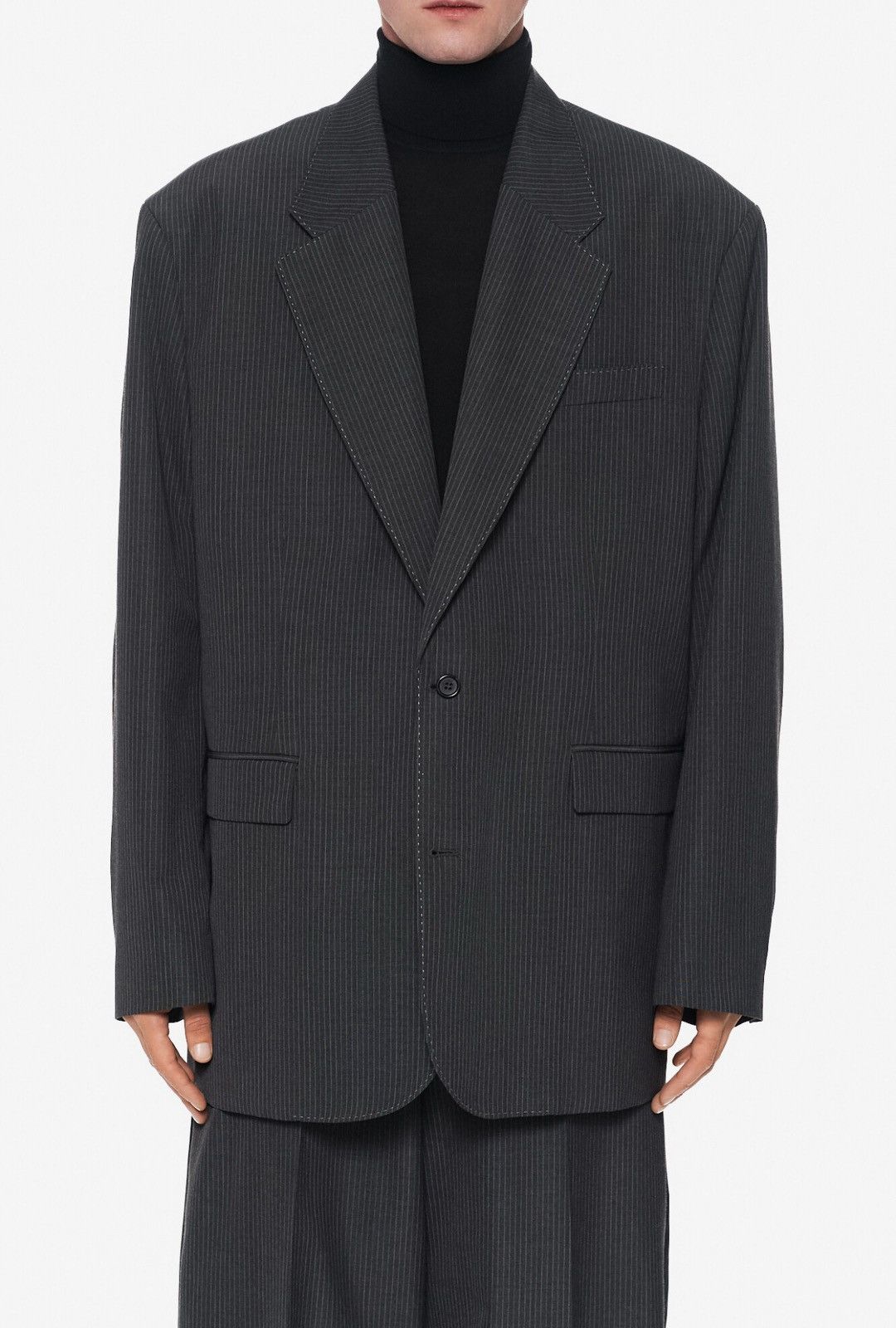 Acne Studios Last Acne Studios Pinstriped Oversized Monobreast Blazer Size US L / EU 52-54 / 3 - 1 Thumbnail