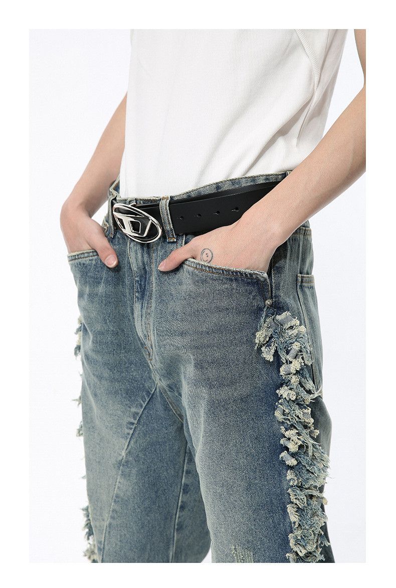 Japanese Brand × Vintage High Street Personalised Ragged Edge Splicing Jeans Size US 31 - 6 Thumbnail