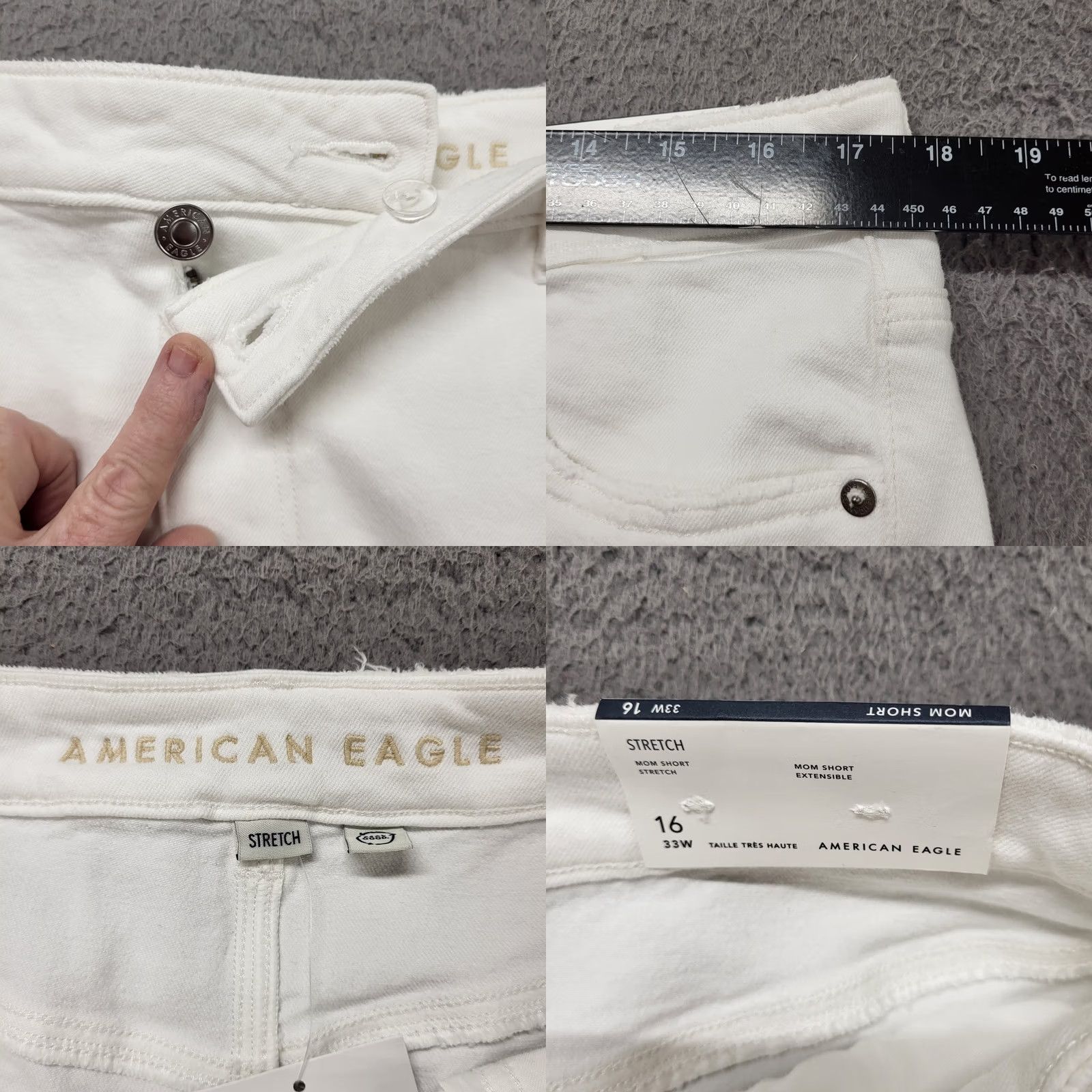 American Eagle Outfitters NWT American Eagle Outfitters Mom Shorts Women's Size 16 33W Natural Super Hi Rise Stretch Denim Beige 5-Pocket Regular Mens Size 38" / US 16 / IT 52 - 8 Thumbnail