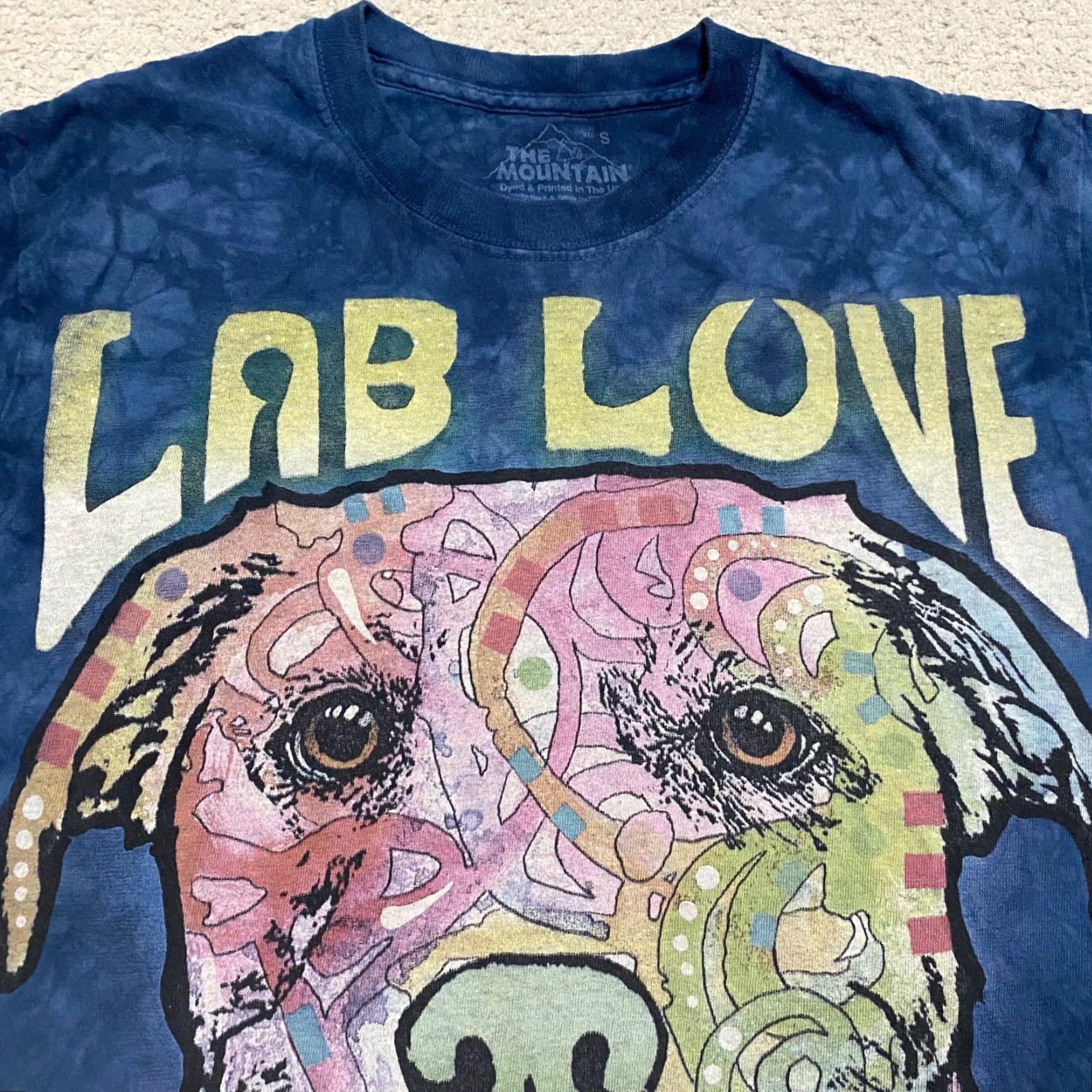 The Mountain The Mountain Mens T-Shirt Small Blue Tie-Dye Dog Lab Love Crew Neck 100% Cotton Shirt Mens Small Blue Tie-Dye Dog Lab Love Animals 90s Hippie Style Size US S / EU 44-46 / 1 - 5 Thumbnail