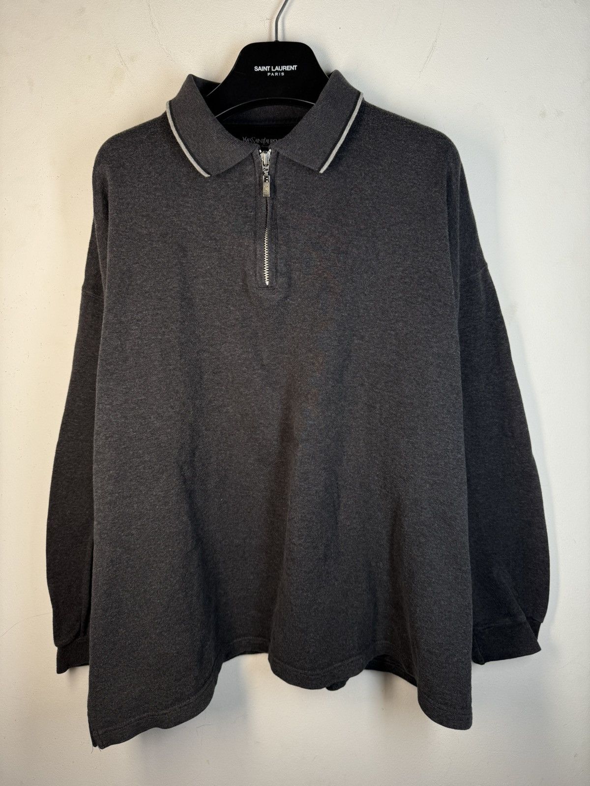 90s YSL Sweatshirt 1/4 Quarter Zip Grey Vintage Sweater