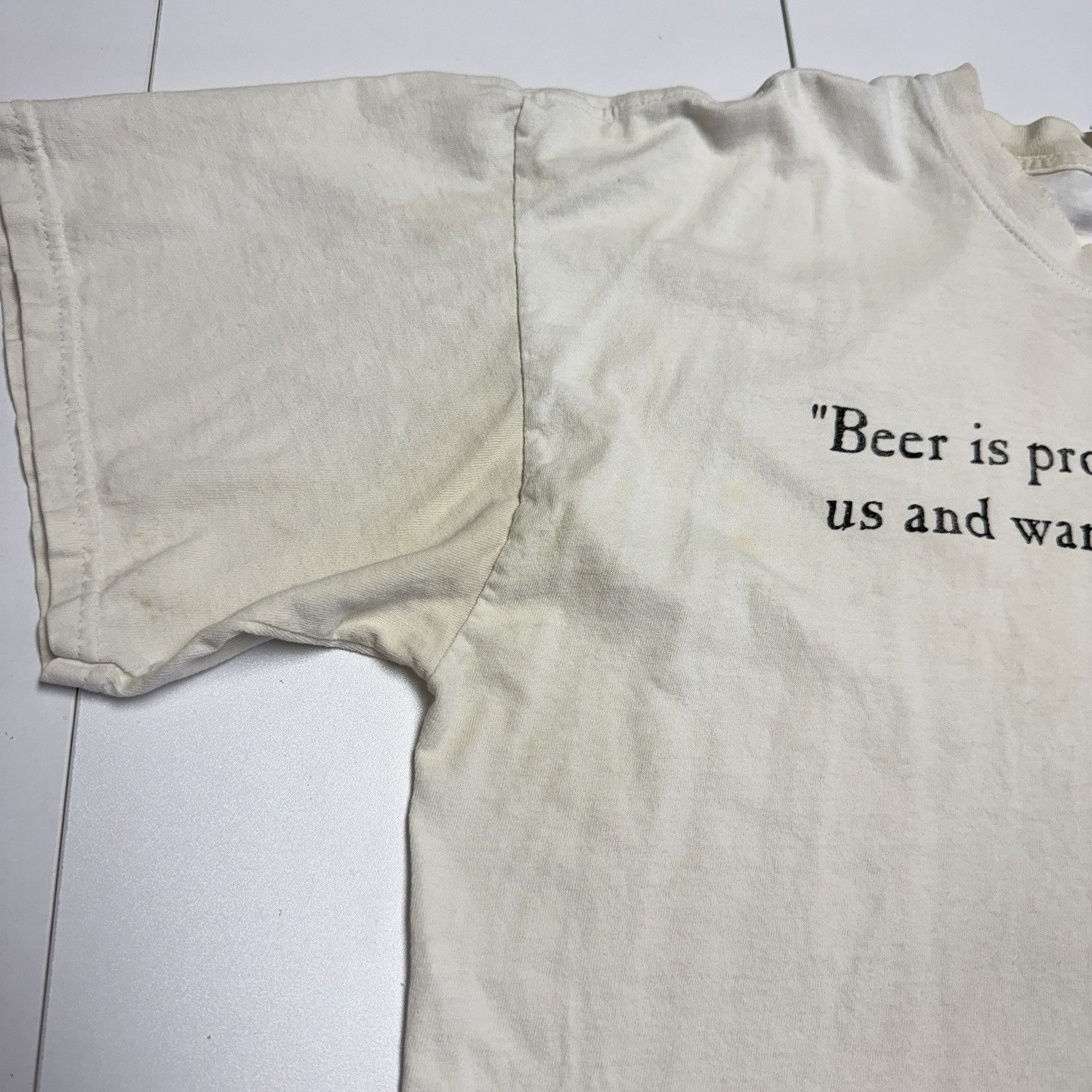 Vintage Vintage 90s Ben Franklin Beer Quote T Shirt Mens XL White Size US XL / EU 56 / 4 - 4 Thumbnail