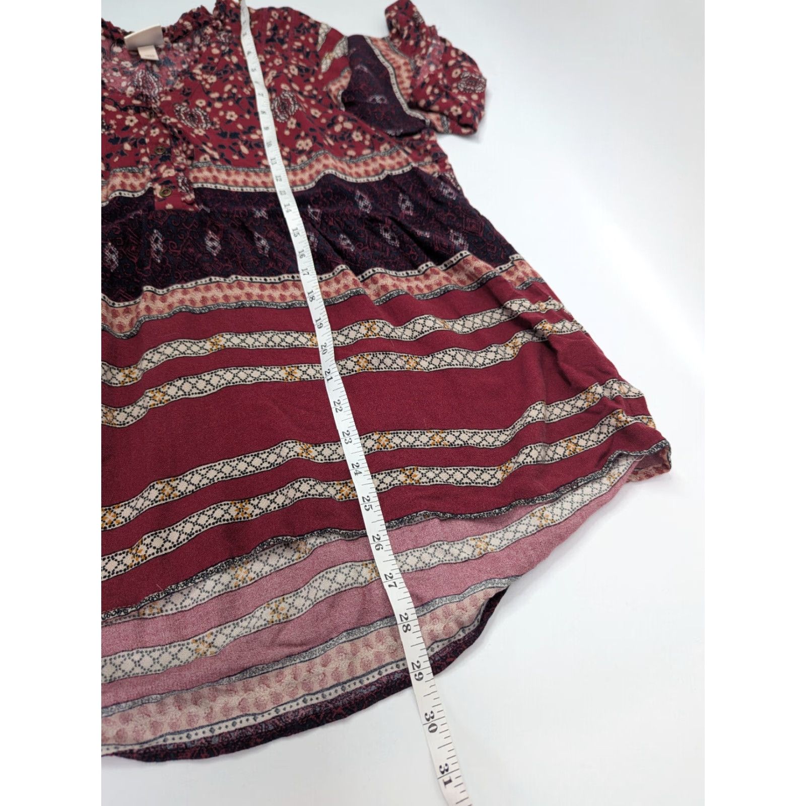 Vintage Knox Rose Blouse Women 2XL Red Floral Knit Top 3/4 Sleeve V-Neck Pullover Boho Peasant Popover Casual Shirt Size XXL / US 16-18 / IT 52-54 - 3 Thumbnail