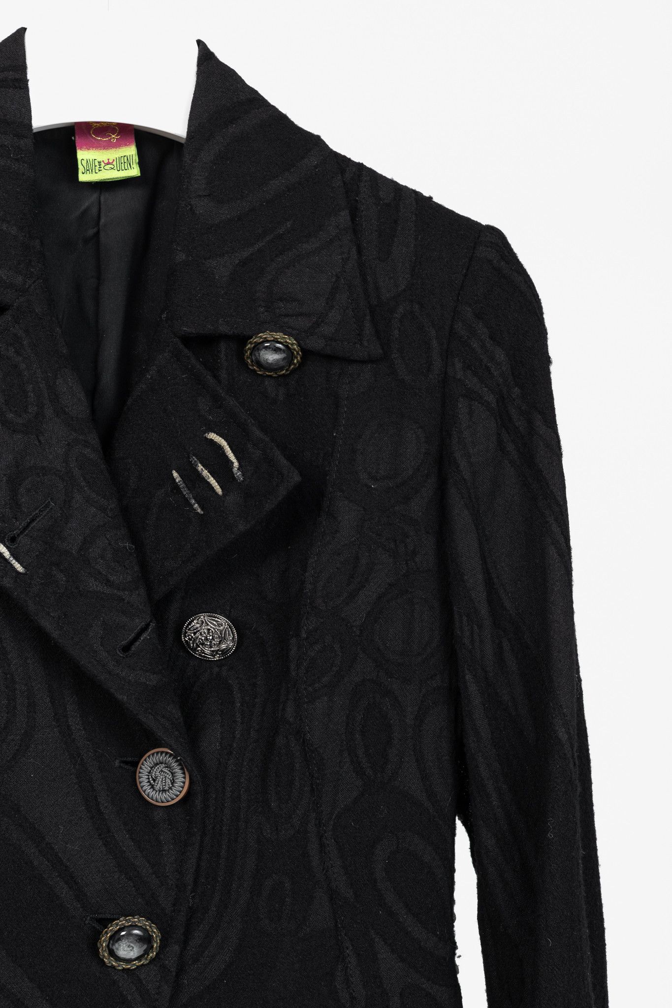 Other Save the Queen Black Wool-Jacquard Coat Size M / US 6-8 / IT 42-44 - 5 Thumbnail