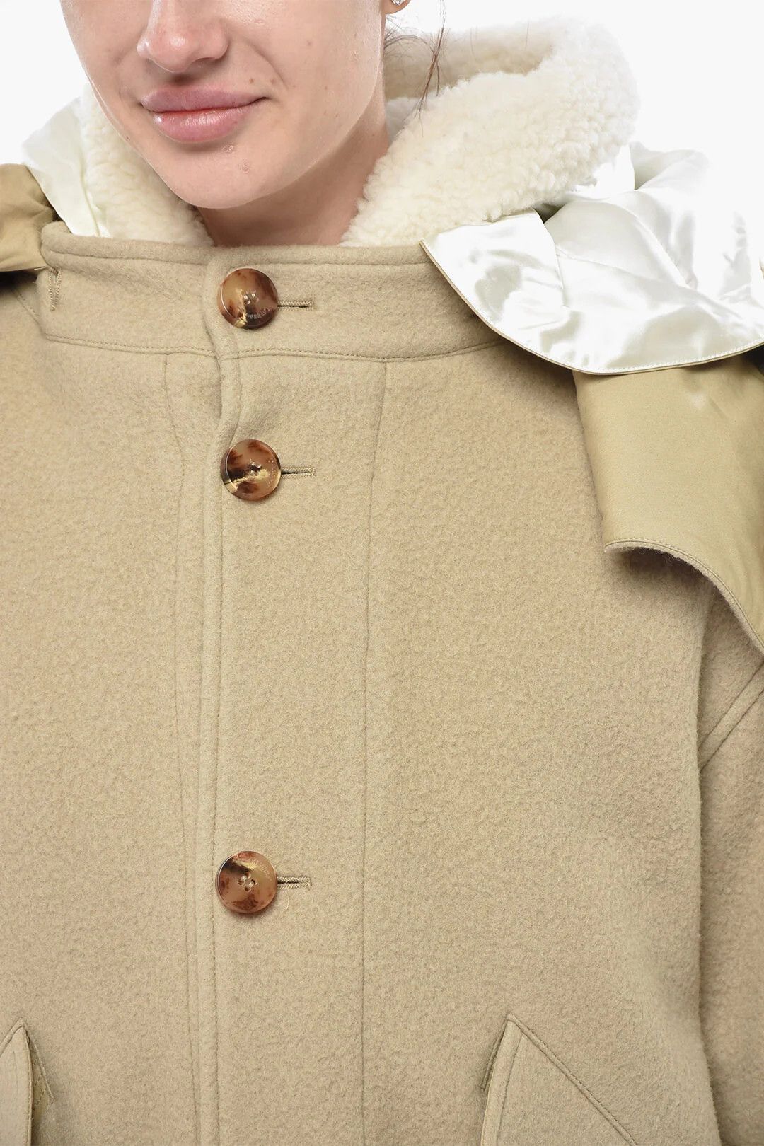 Off-White og1mm0426 Wool-Blend Short Parka in Beige Size M / US 6-8 / IT 42-44 - 3 Thumbnail