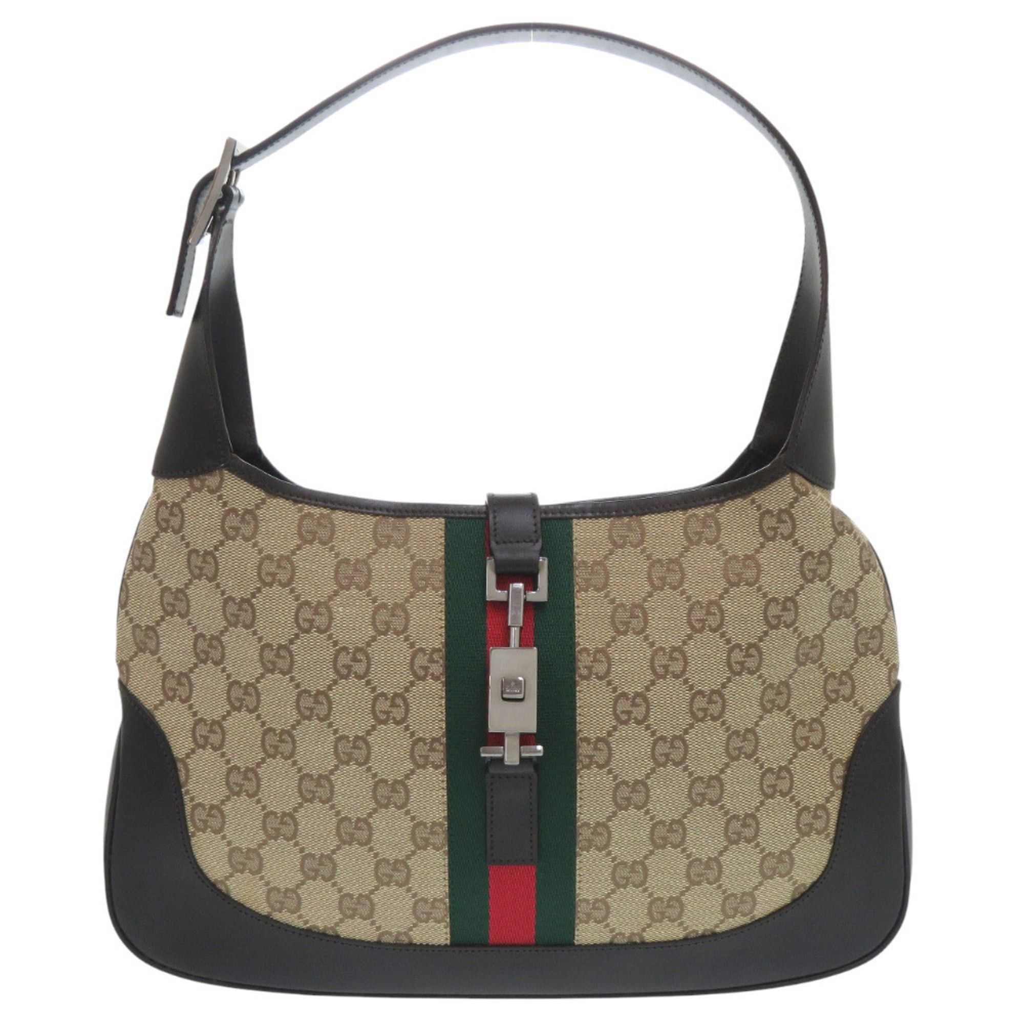 Gucci Excellent condition Gucci GG canvas Jackie Shelley one-shoulder bag 00963 in brown, beige, and black leather. 1282 Size ONE SIZE - 1 Thumbnail