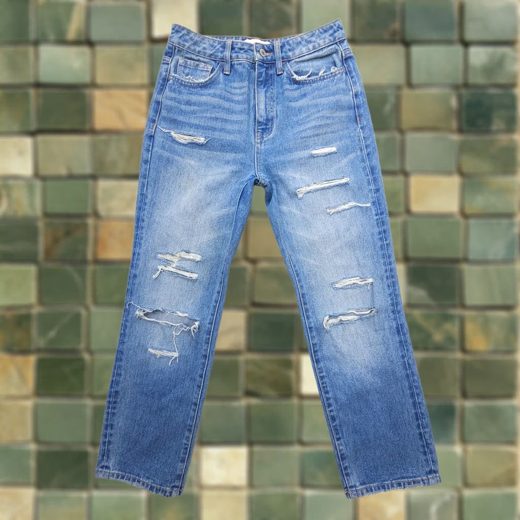 Vintage VERVET Jeans Womens 26 x 26" High Rise Straight Blue Distressed Rigid Cotton Jeans Jeans blue Distressed City 90s Mens Girls Size 26" / US 2 / IT 38 - 1 Thumbnail