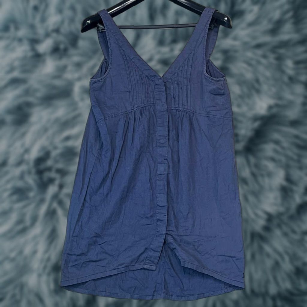 Hurley Hurley Sundress Dress Knee Length V-Neck Sleeveless Solid Blue Cotton Blend Women S Casual Party/Cocktail Travel Sundress Women S Size S / US 4 / IT 40 - 1 Thumbnail