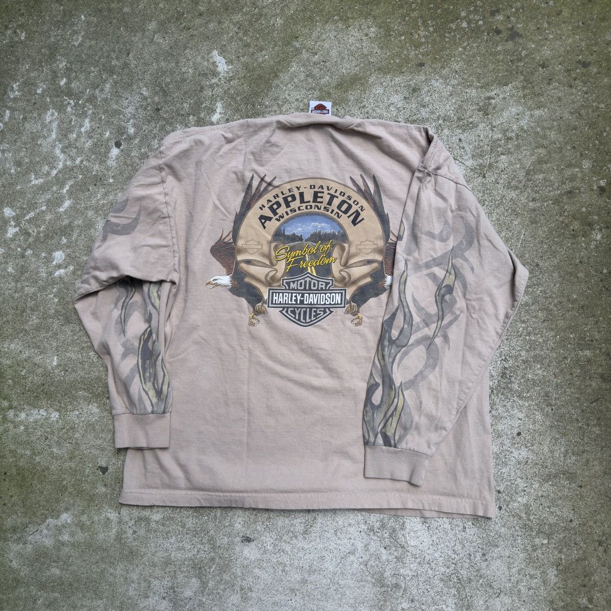 Harley Davidson Vintage Harley Davidson Beige Flame Longsleeve Size US XL / EU 56 / 4 - 2 Thumbnail