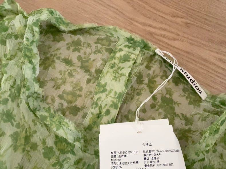 Acne Studios Acne Studios size:36 Green floral print dress Size M / US 6-8 / IT 42-44 - 4 Thumbnail