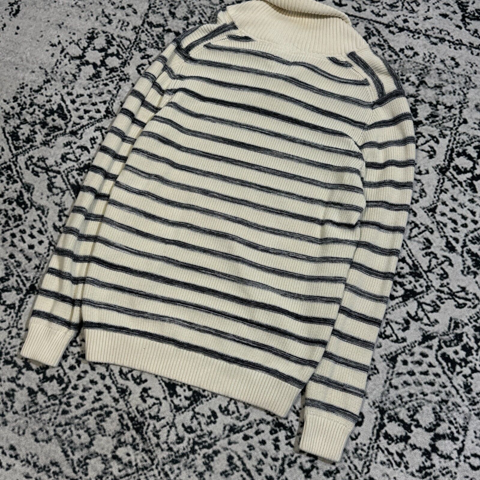 Vintage Vintage Dobber Unisex White Gray Striped Turtleneck Size XL Size US XL / EU 56 / 4 - 9 Thumbnail