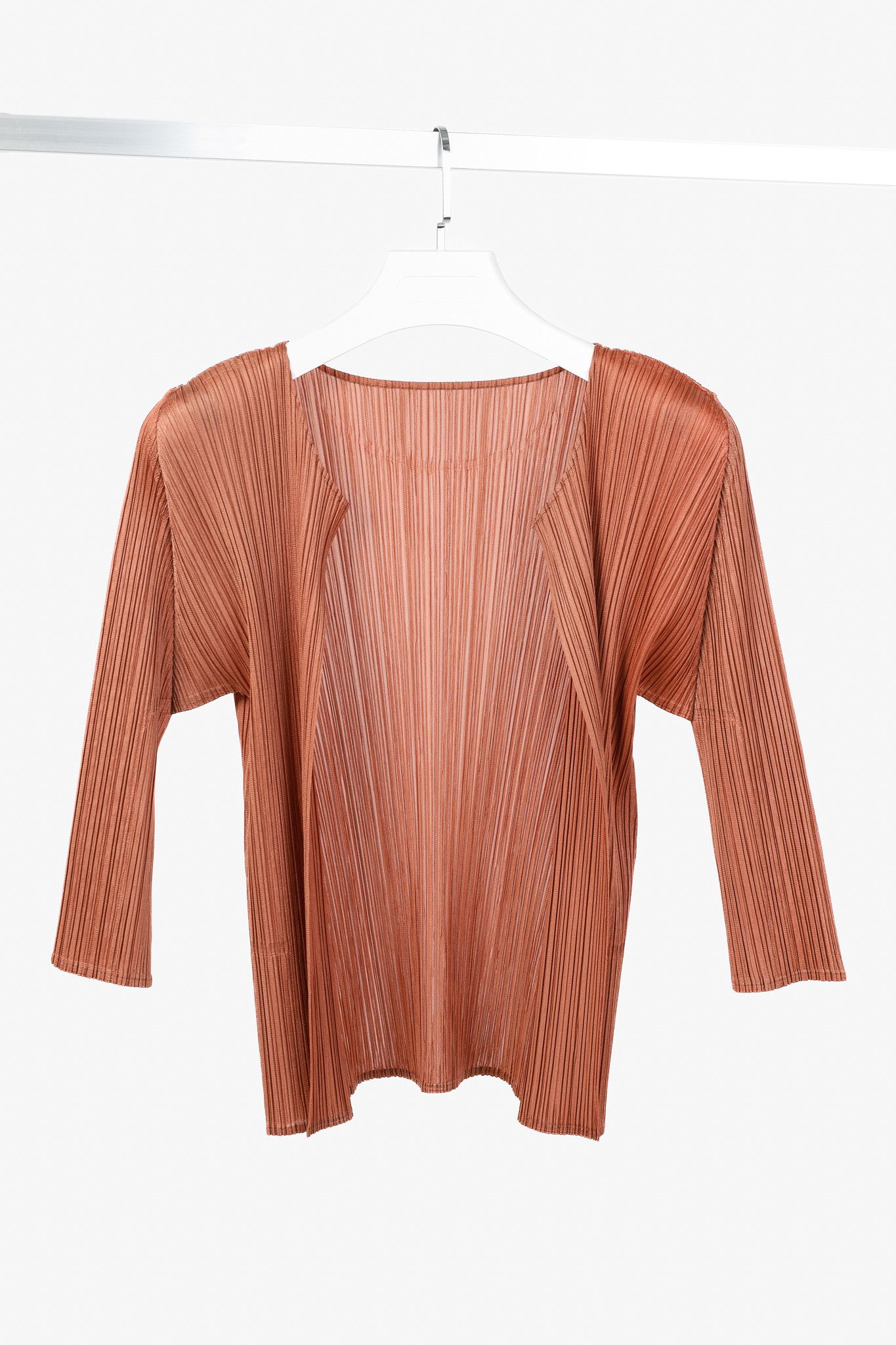 Pleats Please Issey Miyake Pleats Please Issey Miyake Terracotta Open-Front Cardigan Size S / US 4 / IT 40 - 1 Thumbnail