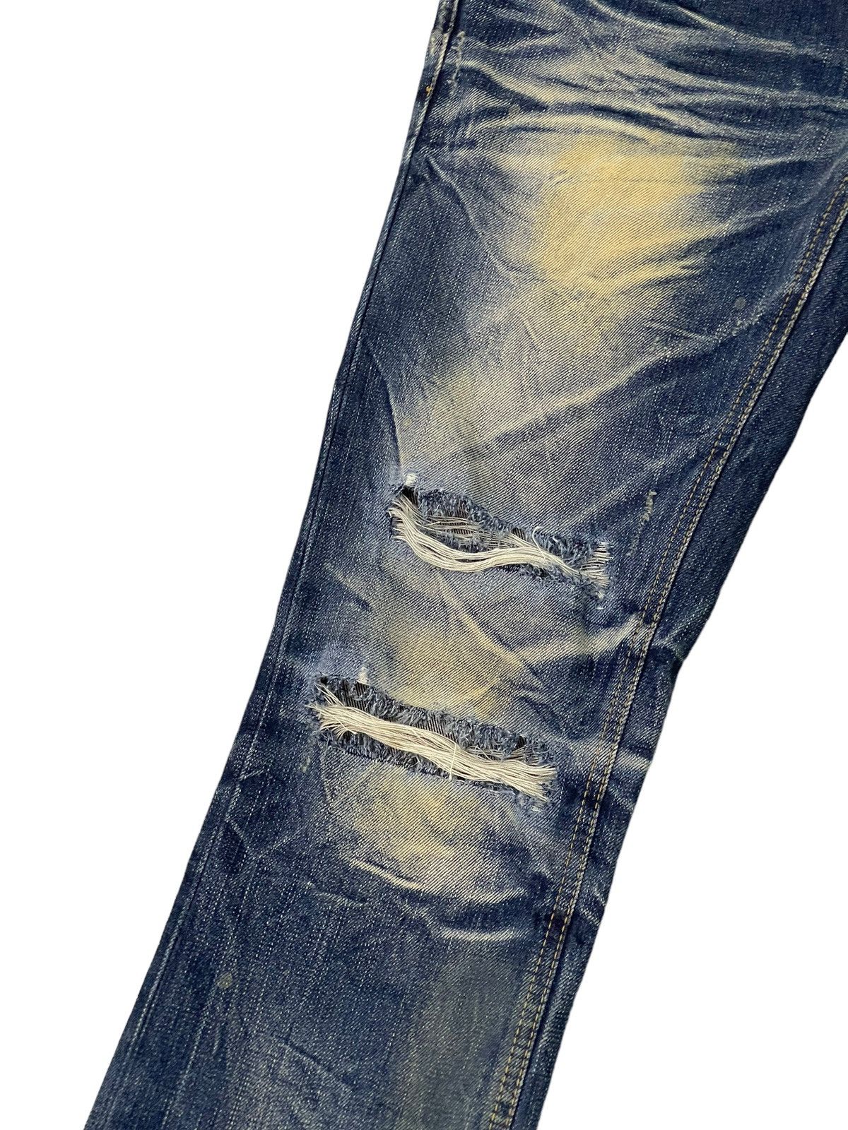 Japanese Brand Slight Flare Jeans Rubber Soul Faded Distress Boot Cut 7🟦7 Size US 30 / EU 46 - 6 Thumbnail