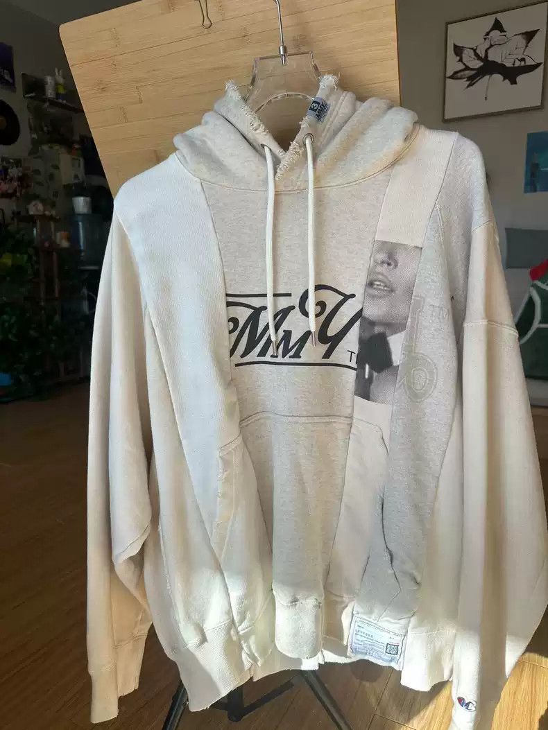 MIHARA YASUHIRO｜HOOD/ZIP-UP (I12HD501 WHITE) Maison MIHARA YASUHIRO Bleached smily-face-print zip-up