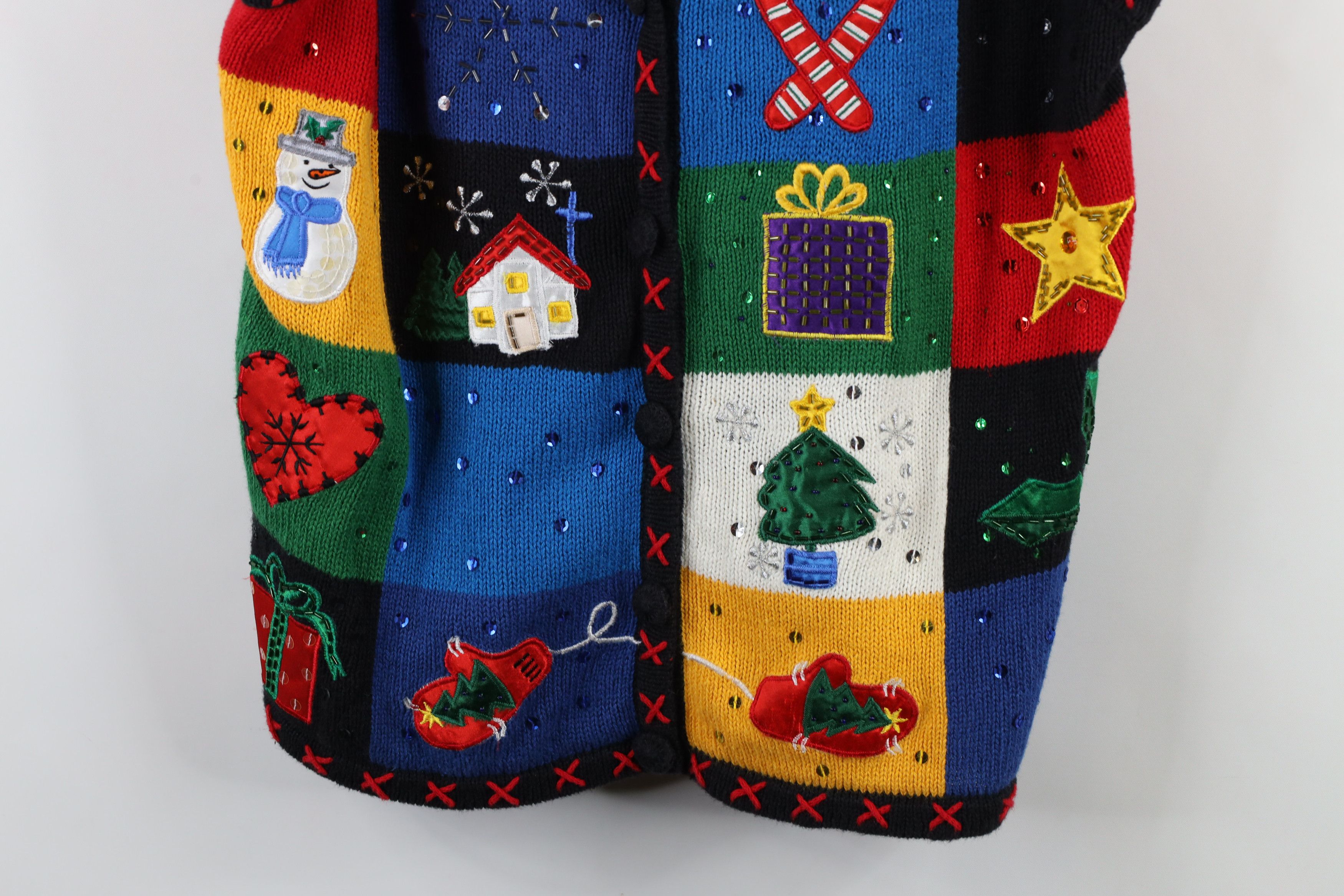 Vintage Vintage 90s Streetwear Christmas Cardigan Sweater Vest Size L / US 10 / IT 46 - 3 Thumbnail