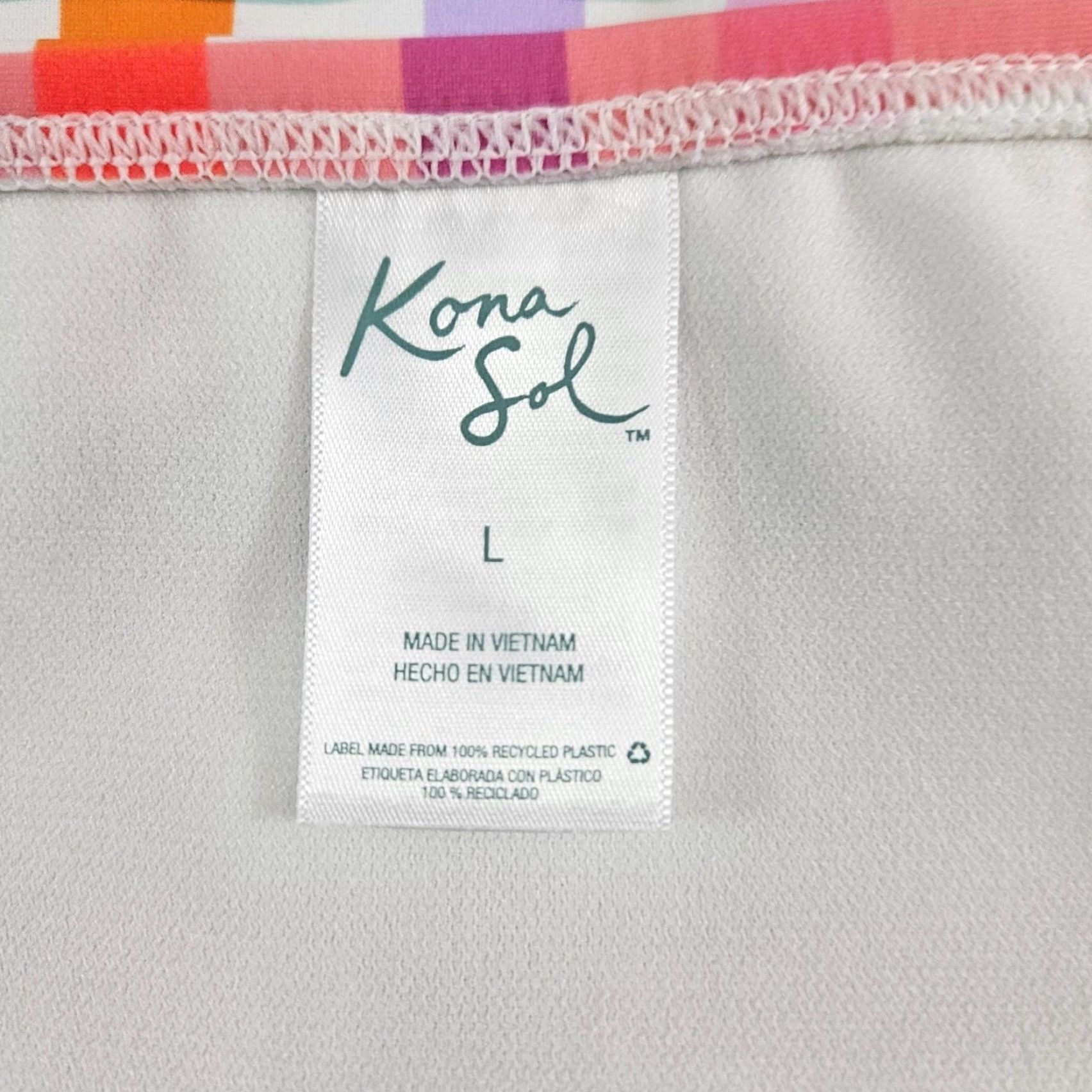Vintage Kona Sol Womens Bikini Bottom Sz Large High Waist Plaid Pink Orange Size 36" / US 14 / IT 50 - 5 Thumbnail
