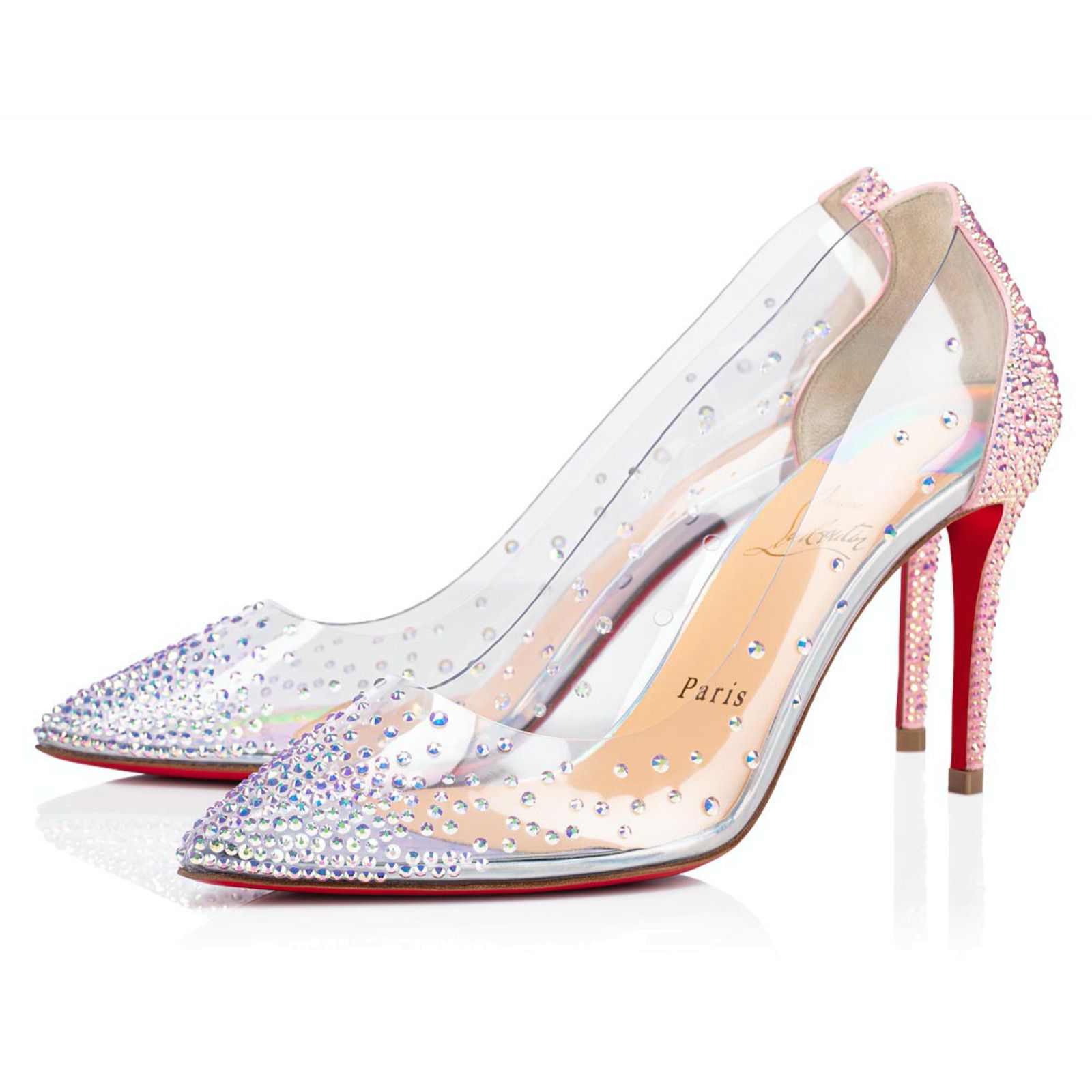 Christian Louboutin Degrastrassita PVC 85 Soupir Pink Crystal PVC Heel Pump 37 Size US 7 / IT 37 - 1 Thumbnail