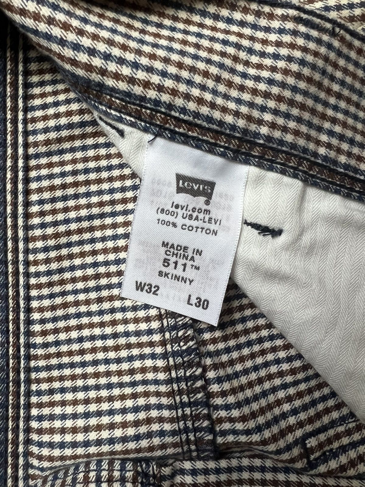 Levi's × Levi's Vintage Clothing × Vintage Tan/Navy Plaid Vintage Levi’s Reissue 511 pants white tab Size US 32 / EU 48 - 9 Thumbnail