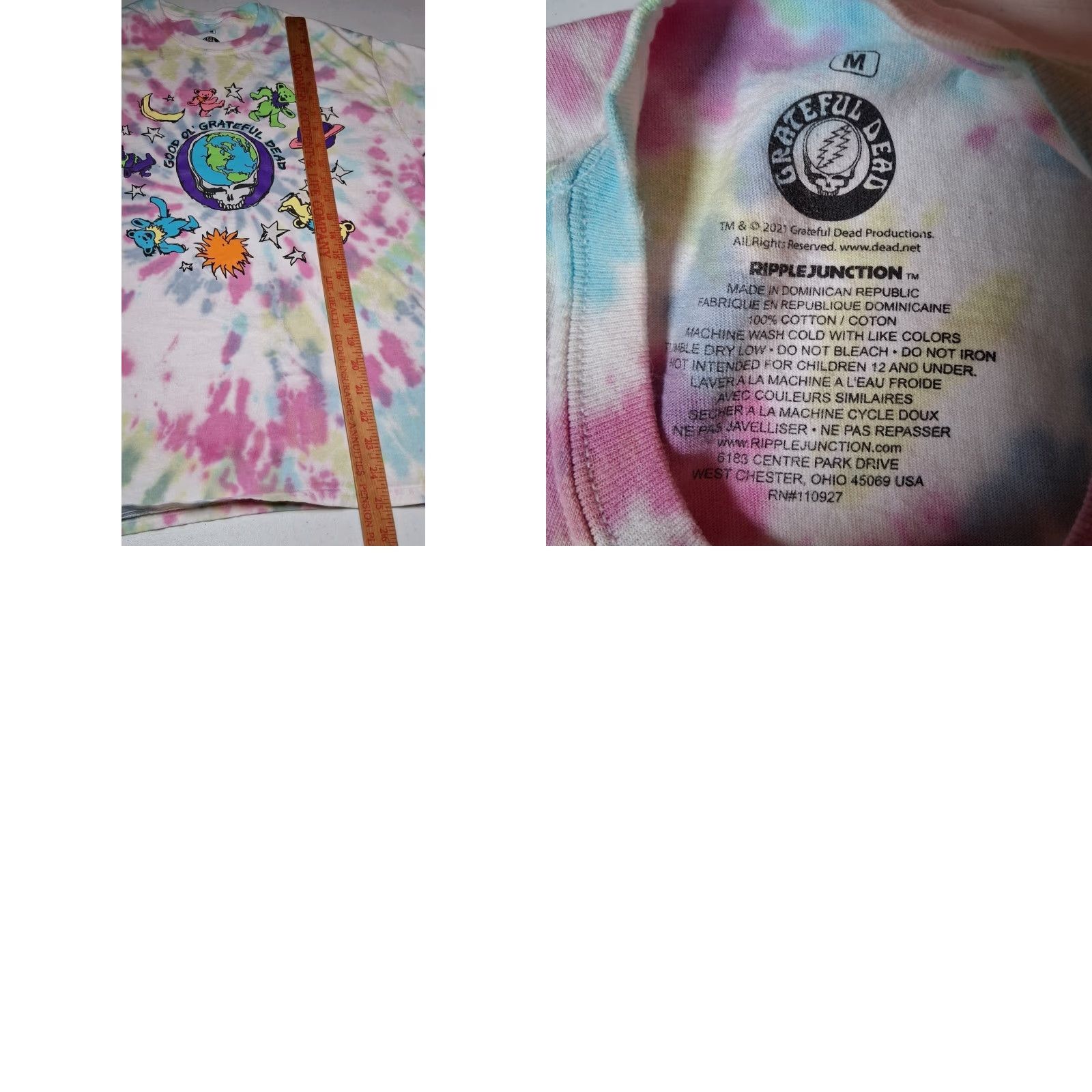 Ripple Junction Ripple Junction Grateful Dead Shirt M Short Sleeve Tie Dye Dancing Bears Steal Your Face Multicolor Cotton Graphic Men T-Shirt Size US M / EU 48-50 / 2 - 8 Thumbnail