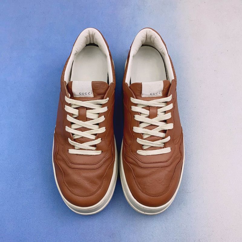Gucci Gucci Chunky B Brown Leather Low-Top Sneakers - Size US 11 / EU 44 - 1 Thumbnail