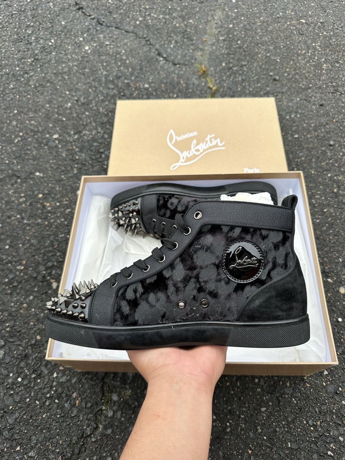 Christian Louboutin Christian Louboutin High Top Sneaker All Black Size US 9.5 / EU 42-43 - 3 Thumbnail