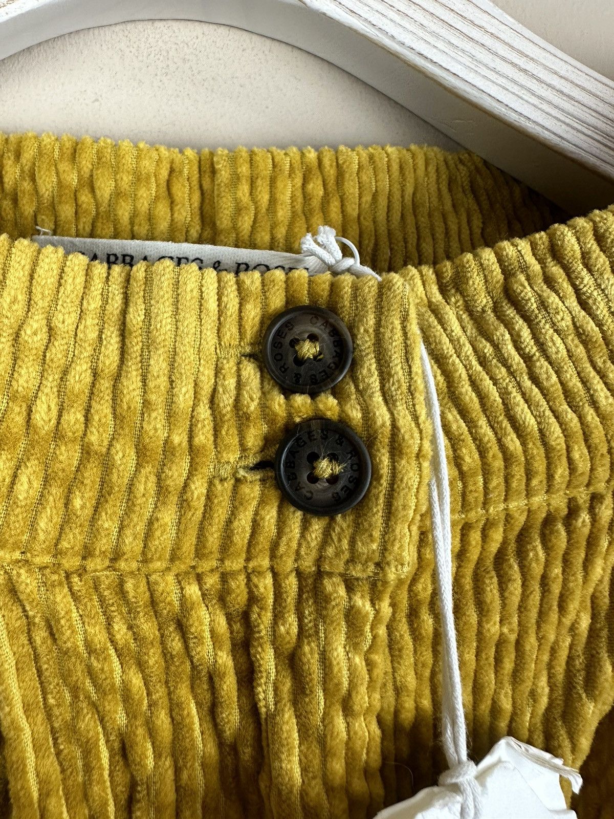 Margaret Howell CABBAGES & ROSES Yellow Corduroy Wide Cropped Trousers Pants Size 27" / US 4 / IT 40 - 12 Thumbnail