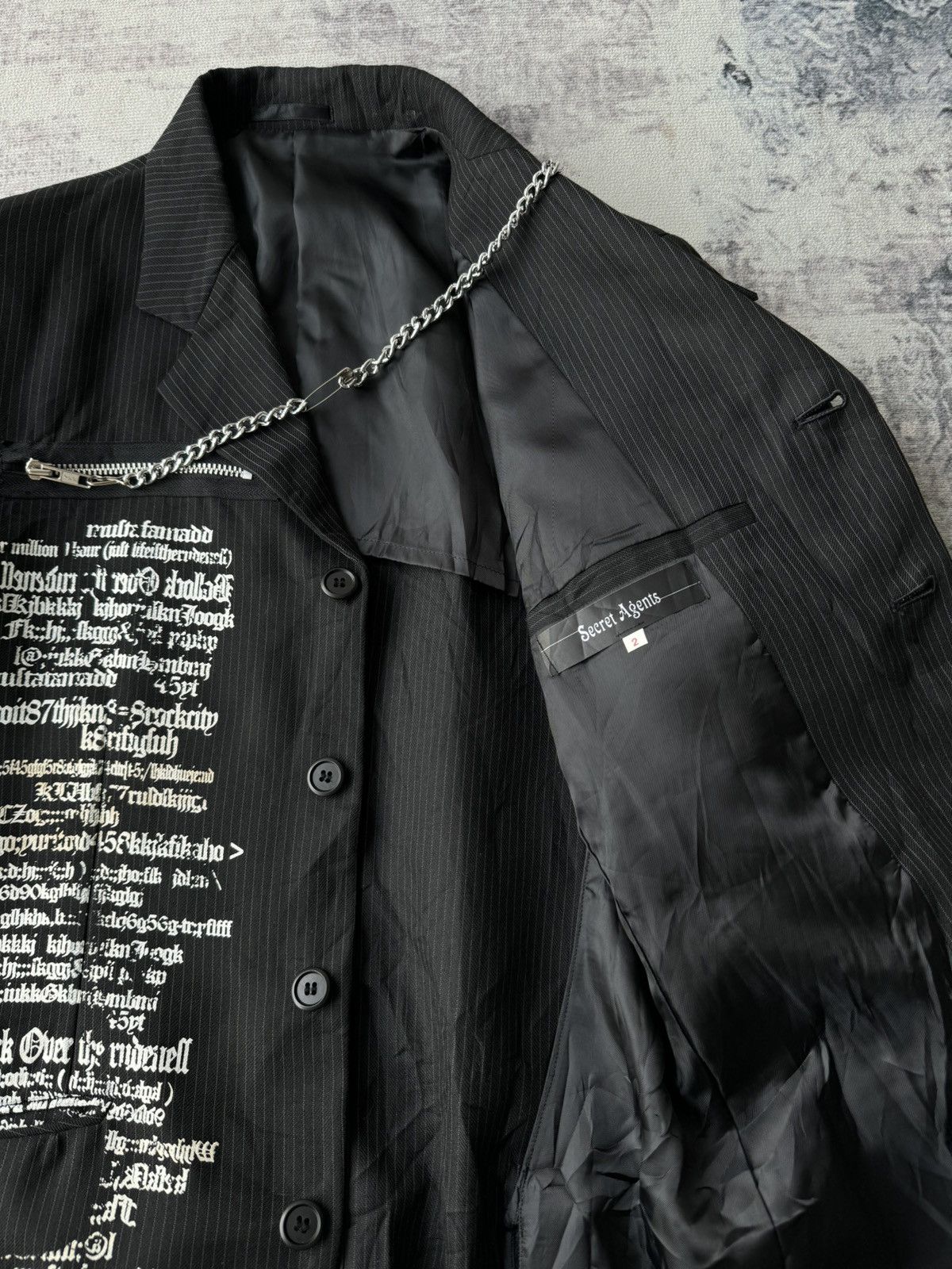 Japanese Brand Secret Agent Punk Chains Pins Riot Poem Blazer Jacket Size US M / EU 48-50 / 2 - 13 Thumbnail