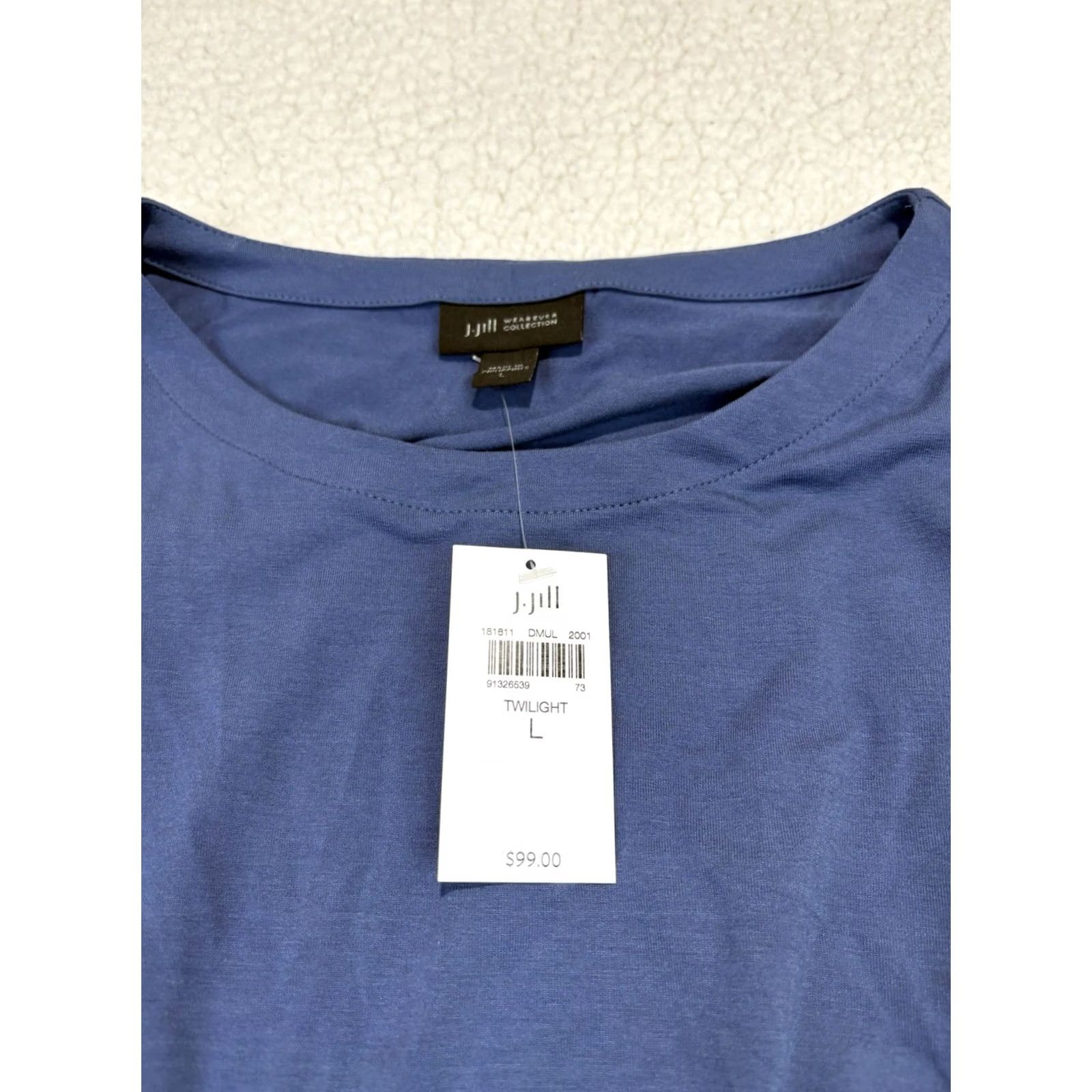 J. Jill J. Jill NWT Wearever Collection Twilight Blue Belted Tie Waist Dress L Knit Jersey Long Sleeve A-Line Solid Dress Size L / US 10 / IT 46 - 5 Thumbnail