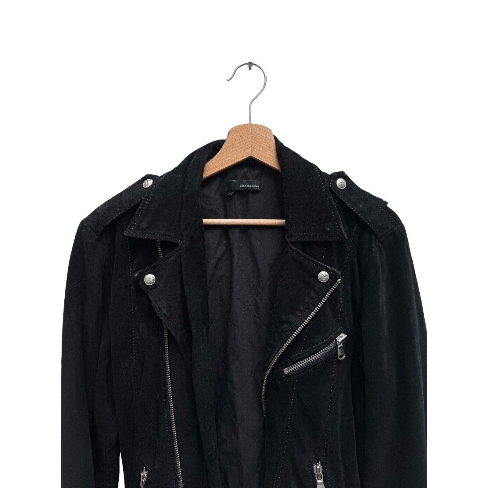 The Kooples Black Suede Biker Leather Jacket Size US M / EU 48-50 / 2 - 2 Thumbnail