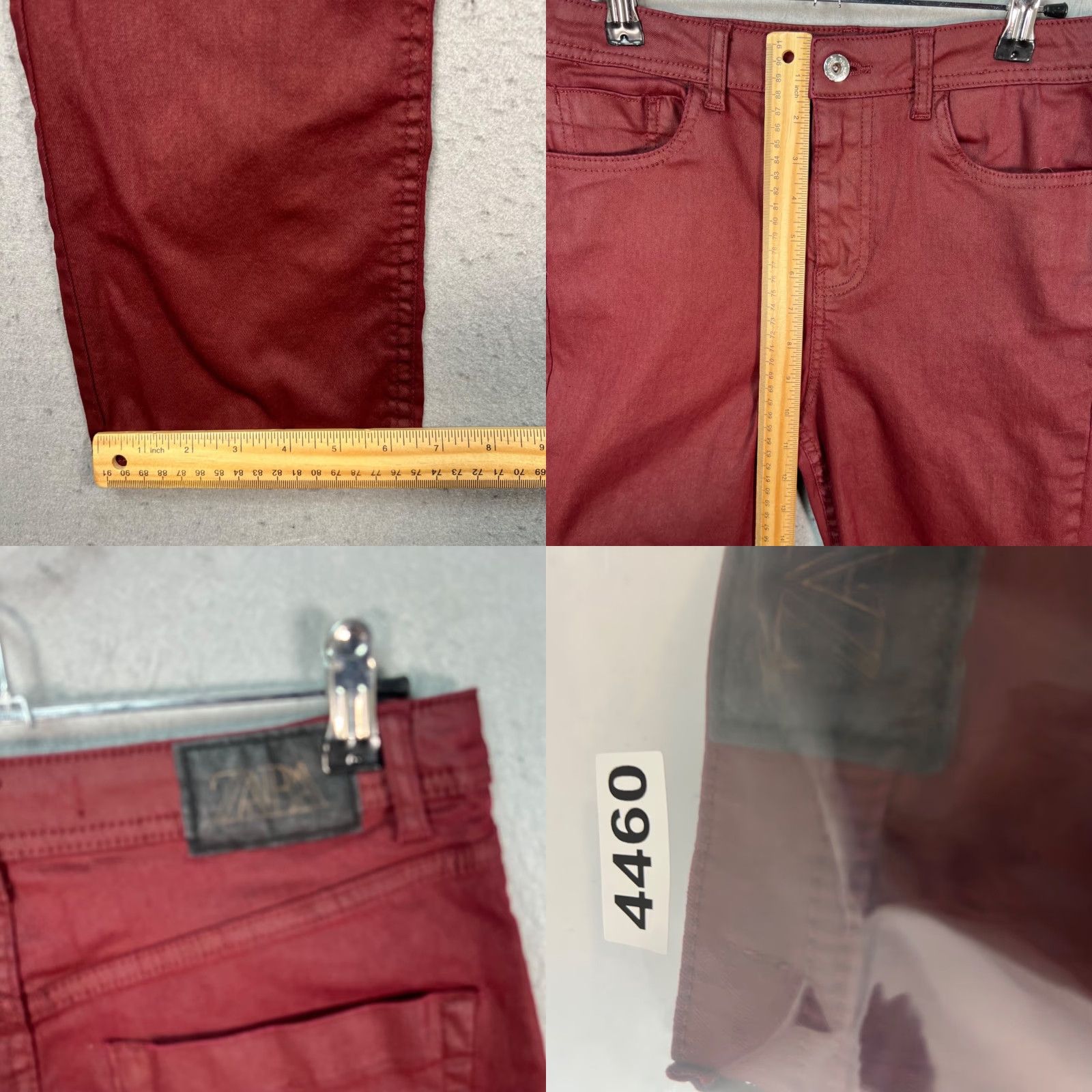 Zara Zara Womens Size 6 Slim Fit Straight Leg Burgundy Pants Size 28" / US 6 / IT 42 - 8 Thumbnail