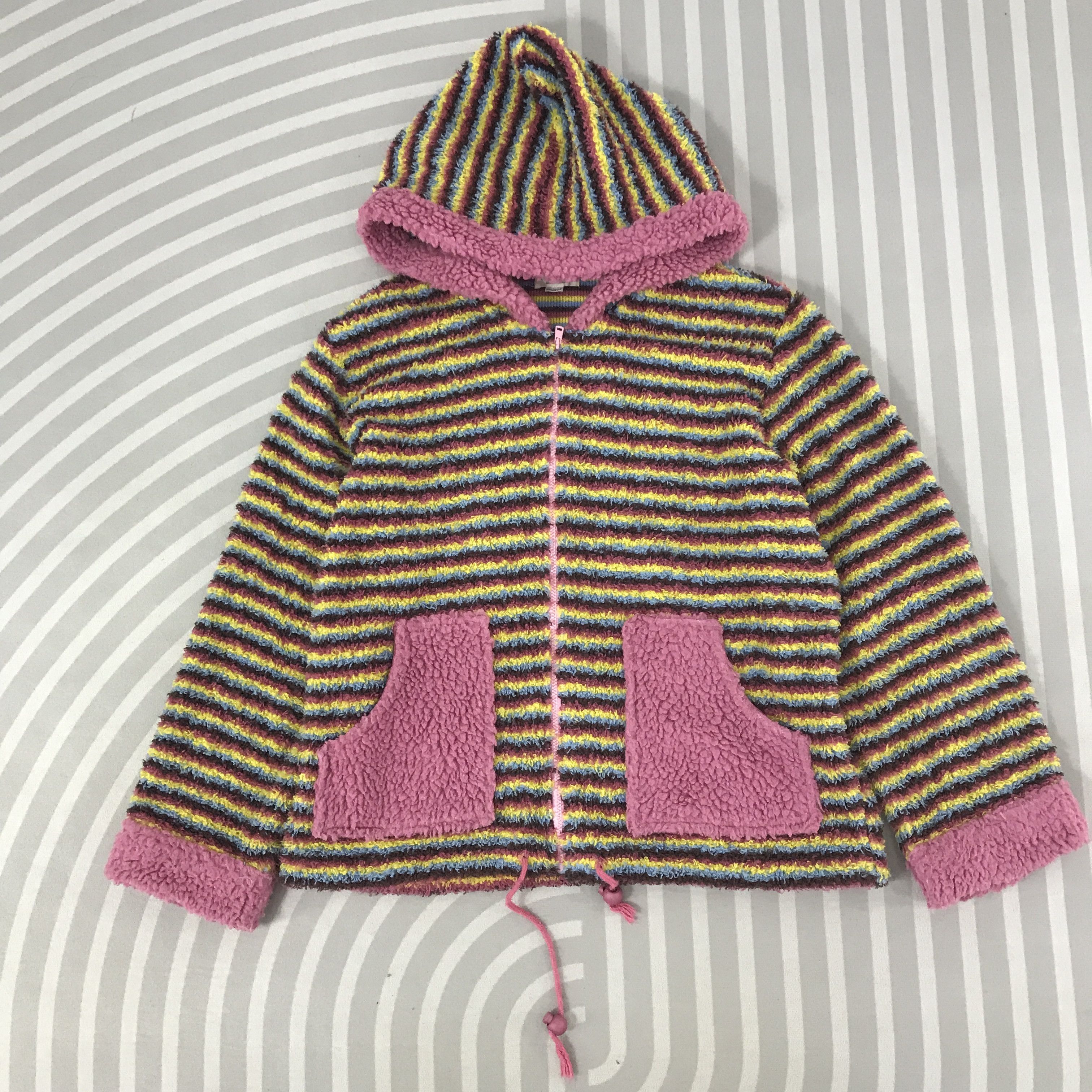 Japanese Brand × Vintage Vintage Love marchen sherpa striped zipper Jacket Size M / US 6-8 / IT 42-44 - 1 Thumbnail