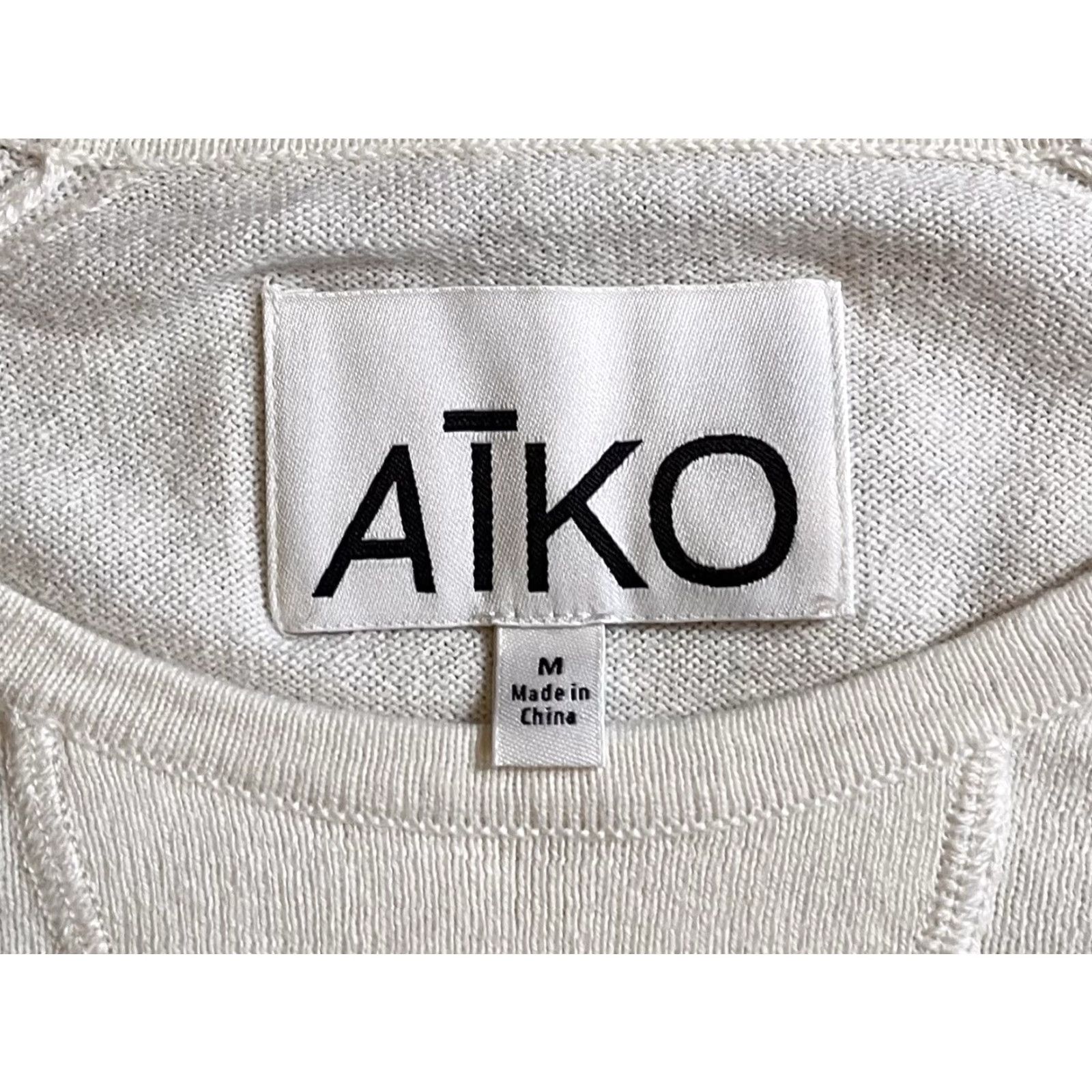 Vintage AIKO Leather Sleeve Sweater Women’s Medium White Size M / US 6-8 / IT 42-44 - 5 Thumbnail