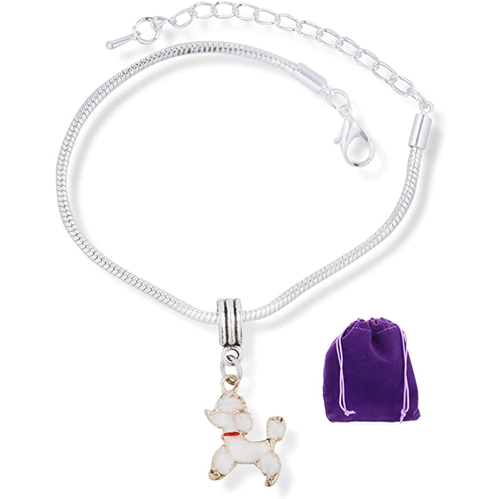 & Other Stories White Poodle with Red Collar Snake Chain Charm Bracelet Size ONE SIZE - 1 Thumbnail